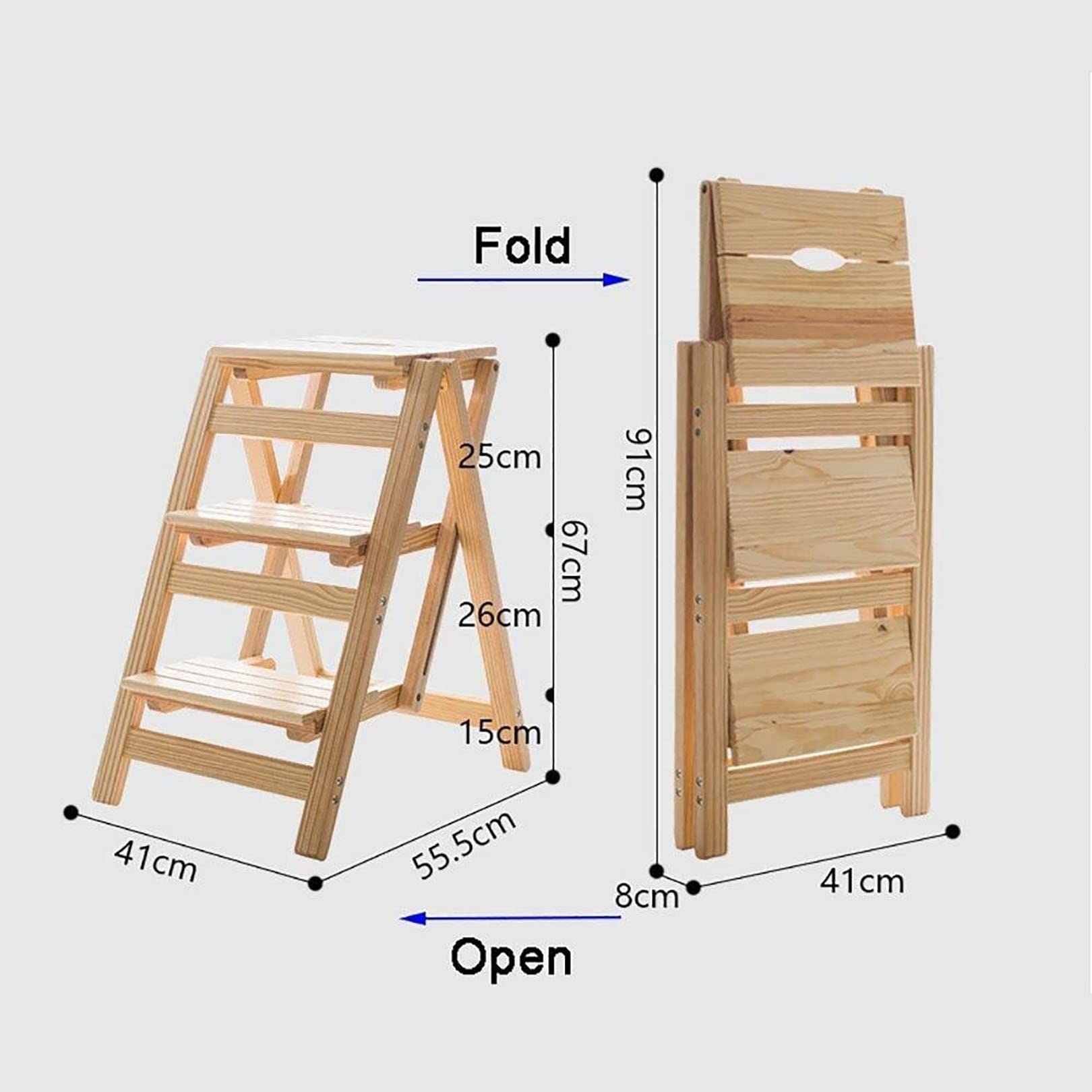 **Multifunctional Solid Wood Step Stool for Home - Foldable Climbing Stool with Non-Slip Surface, Perfect for Kitchen, Bathroom, Kids & Storage Access**