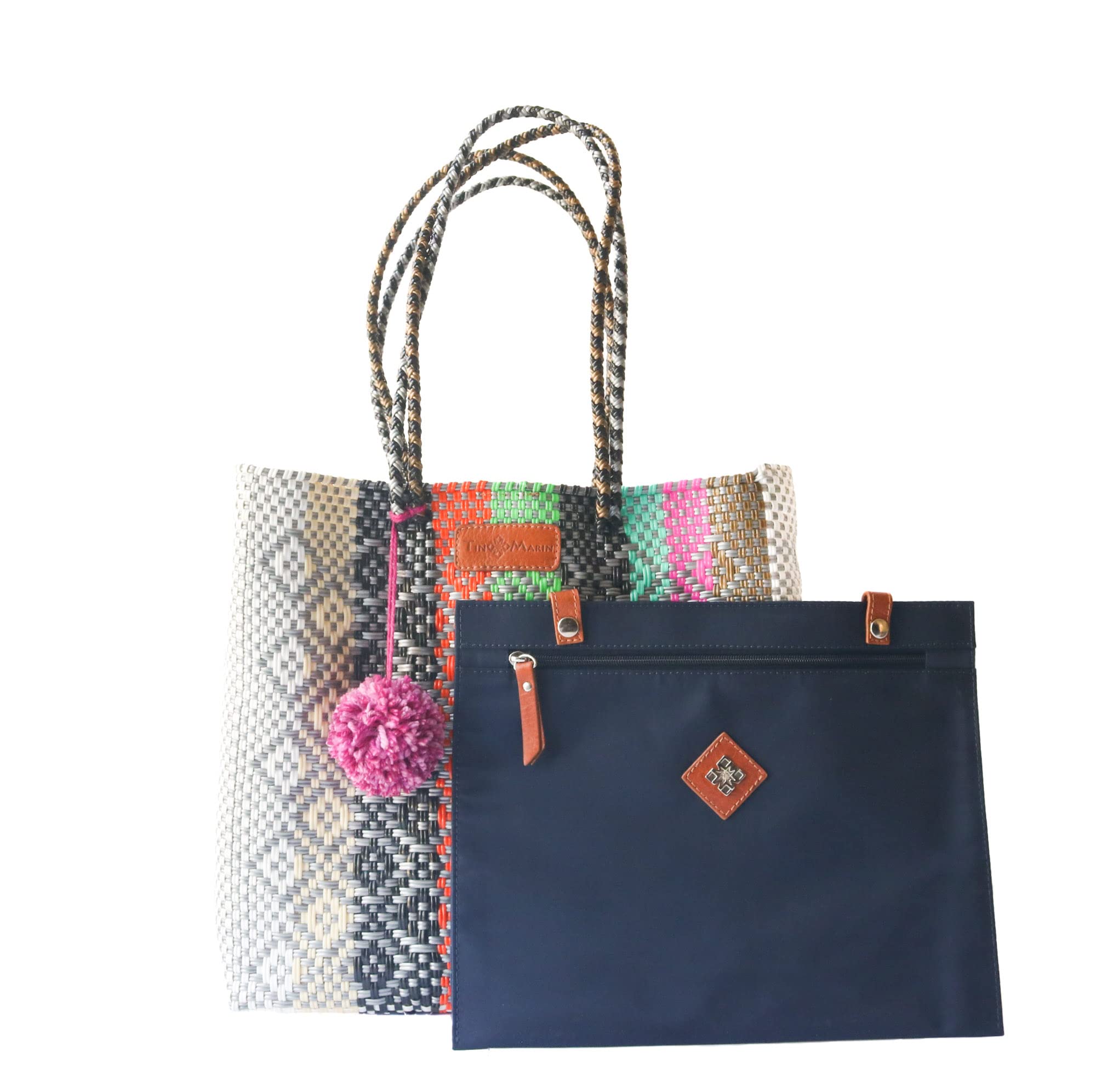Eco-Friendly Maya Woven Tote Bag - Handmade Recycled Plastic Beach Bag | Water-Resistant Mexican Purse from Oaxaca | Perfect for Summer, Travel & Everyday Use
