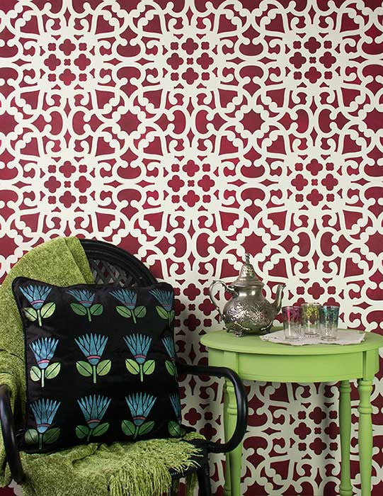 Modern Moroccan Lace Wall Stencil - Reusable DIY Painting Template for Home Decor, Nursery, Bedroom & Living Room Accent Walls