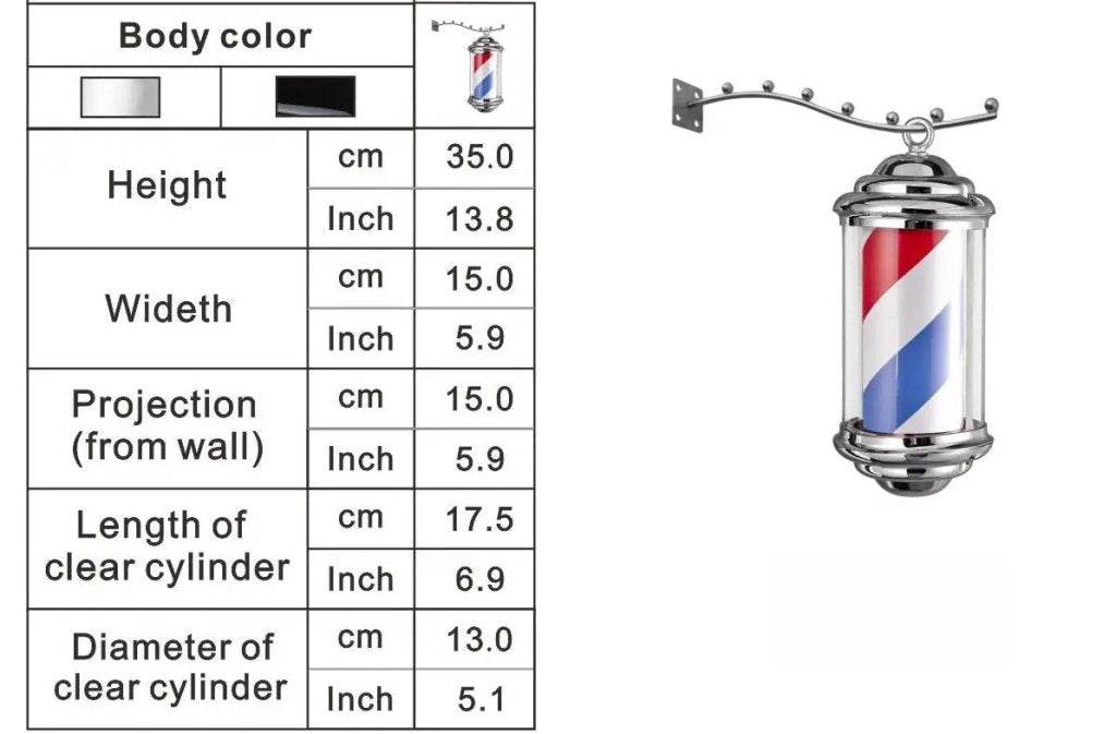 LED Blue Red Stripes Rotating Barber Shop Pole BP 850 - Professional Salon Haircut Pole Light for Barber Shops & Salons - Perfect for Classic Barber Shop Decor, Hair Styling Studios & Vintage Themed Businesses