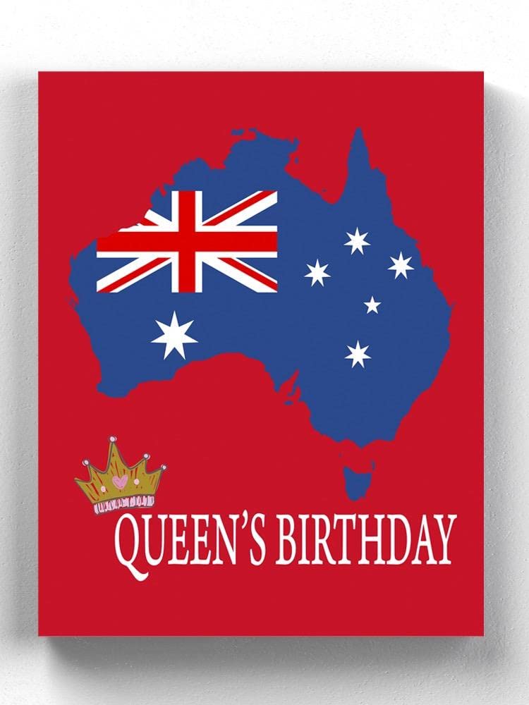 Queen Birthday Country Over Red Wrapped Canvas Wall Art - Perfect for Home Decor, Living Room, Bedroom & Office
