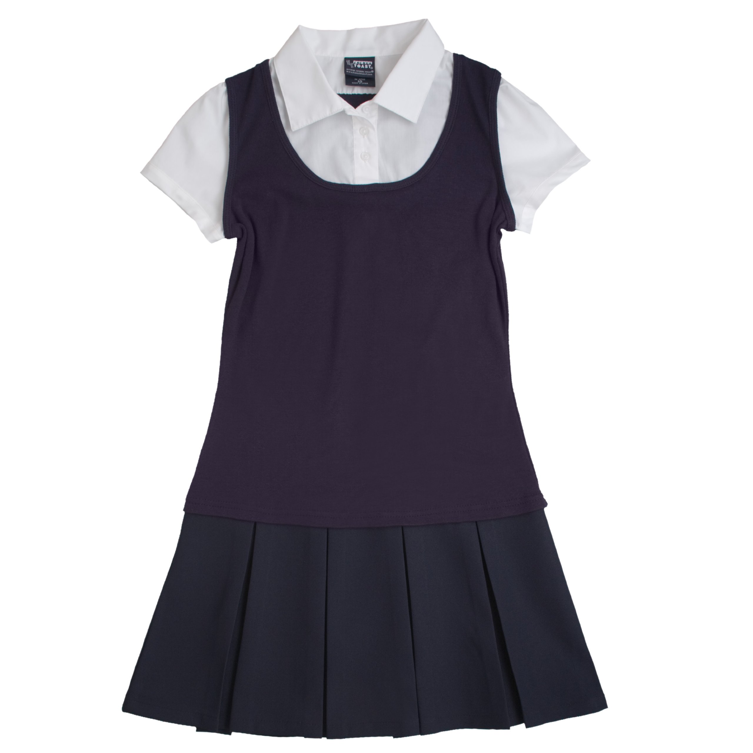 French Toast Girls' 2-in-1 Pleated School Uniform Dress - Navy Blue, Size 5 | Comfortable & Stylish for School Days & Special Occasions