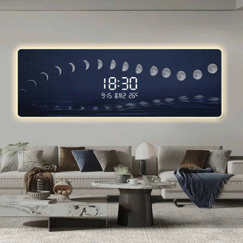 Starry Sky Digital Wall Clock with LED Display - Modern Bedroom, Living Room, Office Decor - Easy to Read Time at Night for Kids and Adults
