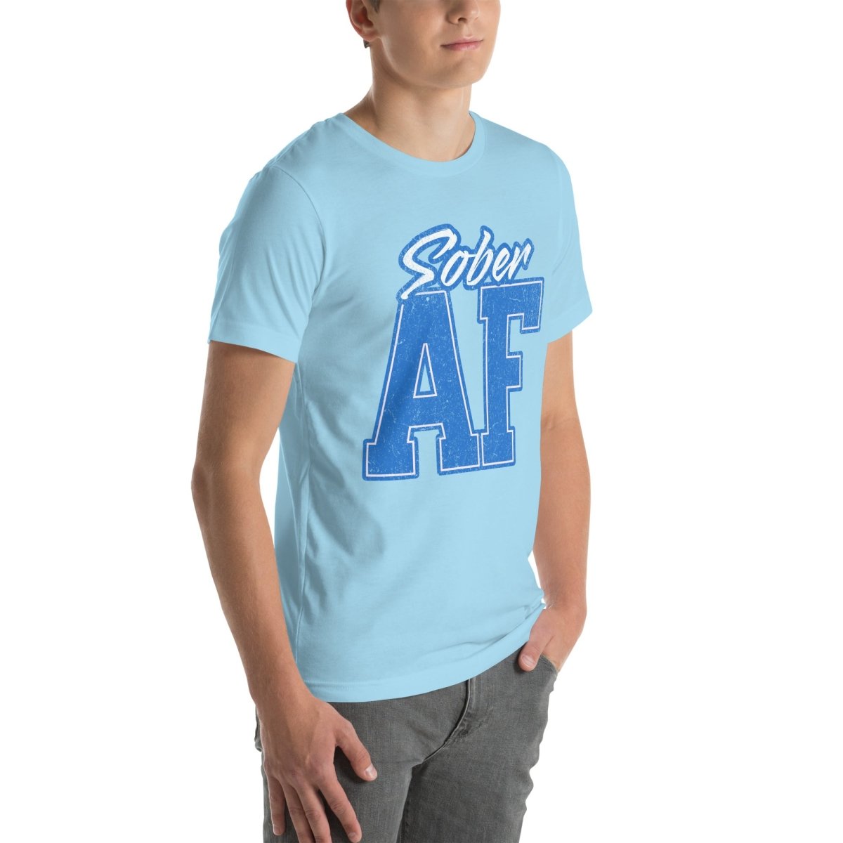 Sober AF Collegiate Unisex T-Shirt - Comfortable Cotton Tee for College Students, Sobriety Support & Casual Wear