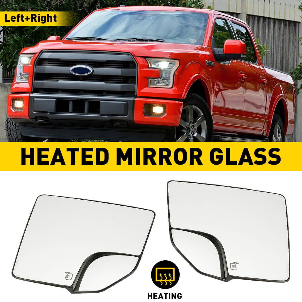 Heated Side Mirror Glass with Blind Spot Detection for 2015-2020 Ford F150 - Replacement Rearview Mirror for Enhanced Safety & Visibility in Winter Driving