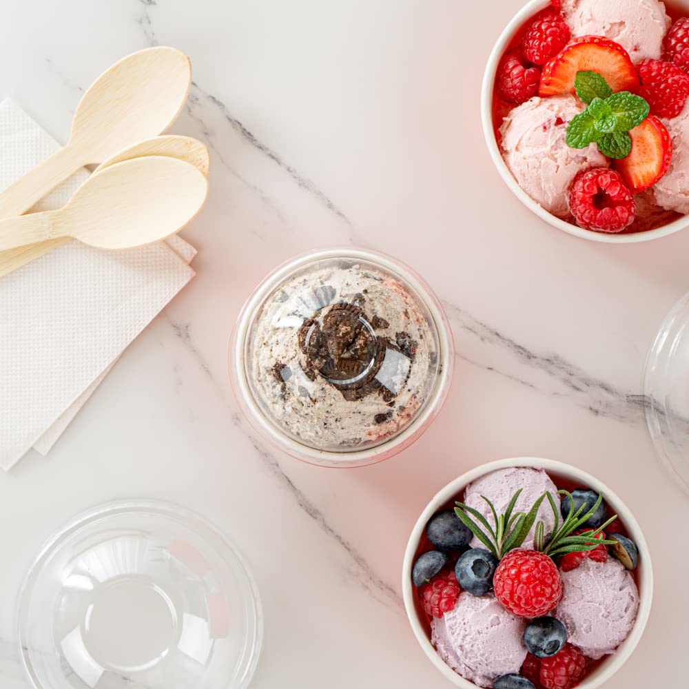 50 Pack Clear Plastic Dome Lids for 3oz Coppetta To-Go Cups | Disposable Dessert Cup Lids | Perfect for Ice Cream, Yogurt & Pudding Takeout | Restaurant & Bakery Supplies