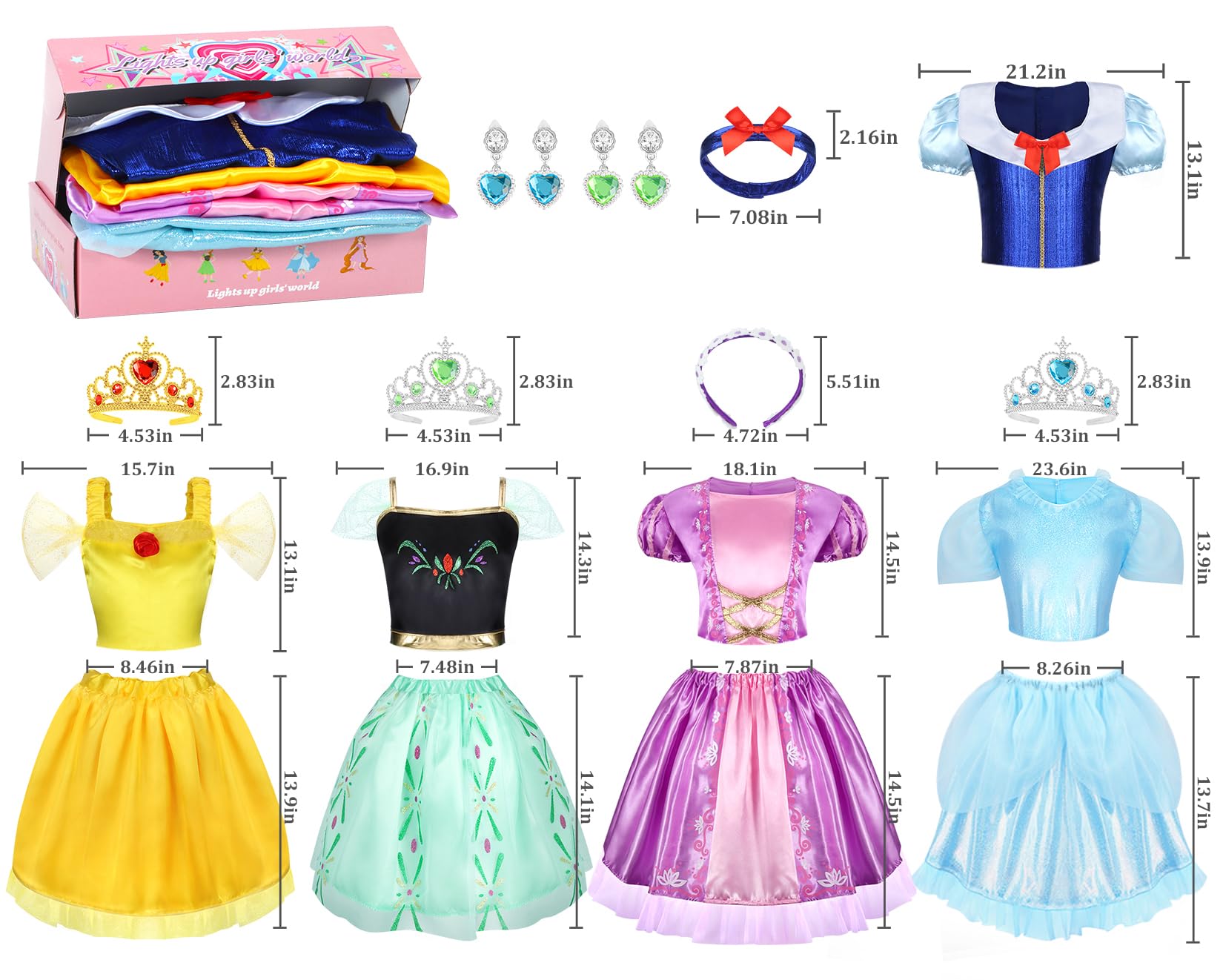 18-Piece Princess Dress Up Costume Set for Girls 3-6 Years Old | Pretend Play, Birthday & Christmas Gift | Toddler Role Play Outfits for Parties, Tea Time & Imagination Play