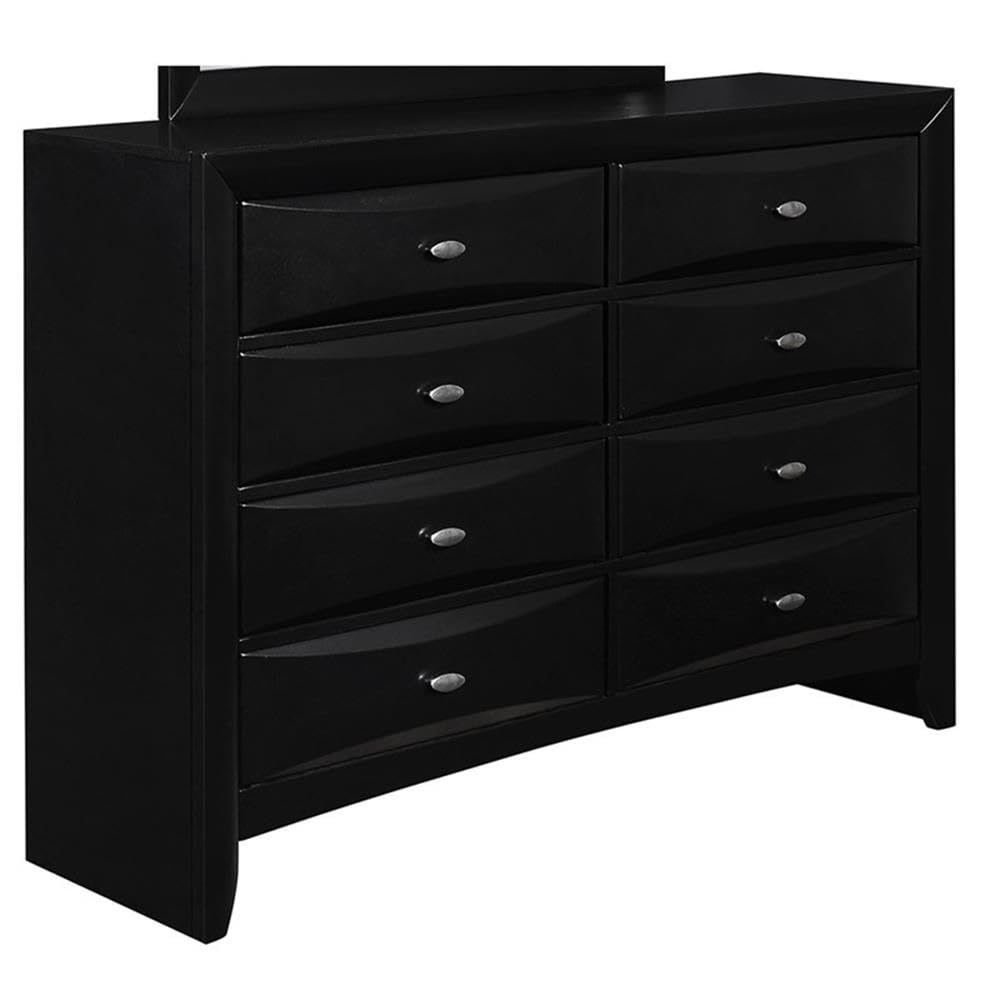 Global Furniture Linda Black Dresser - Modern 6-Drawer Chest for Bedroom & Living Room Storage | Stylish & Durable Home Organization Solution