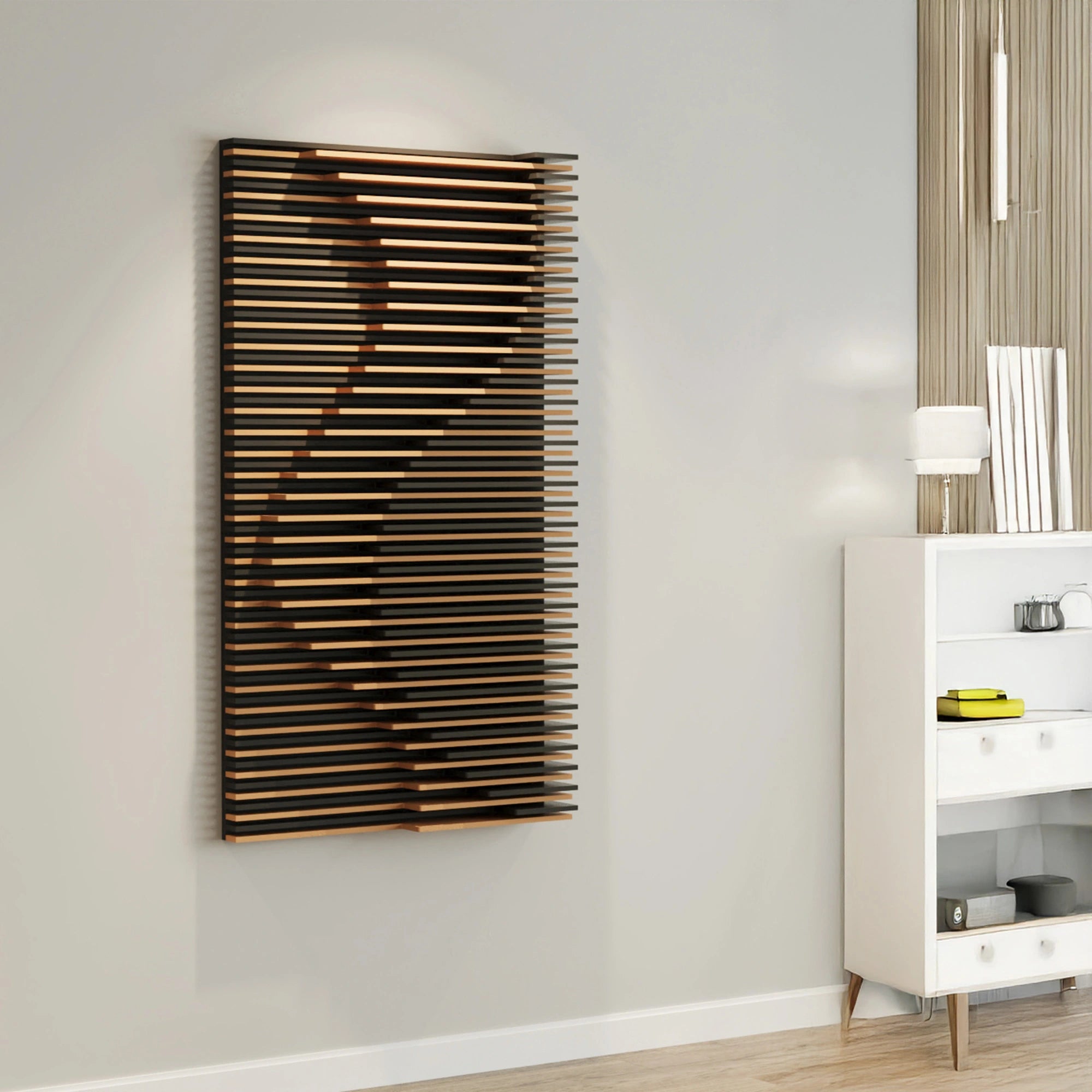Handmade Dual Tone Parametric Wood Wall Art Decor - Modern Geometric Wooden Panel for Living Room, Bedroom & Office Wall Decor