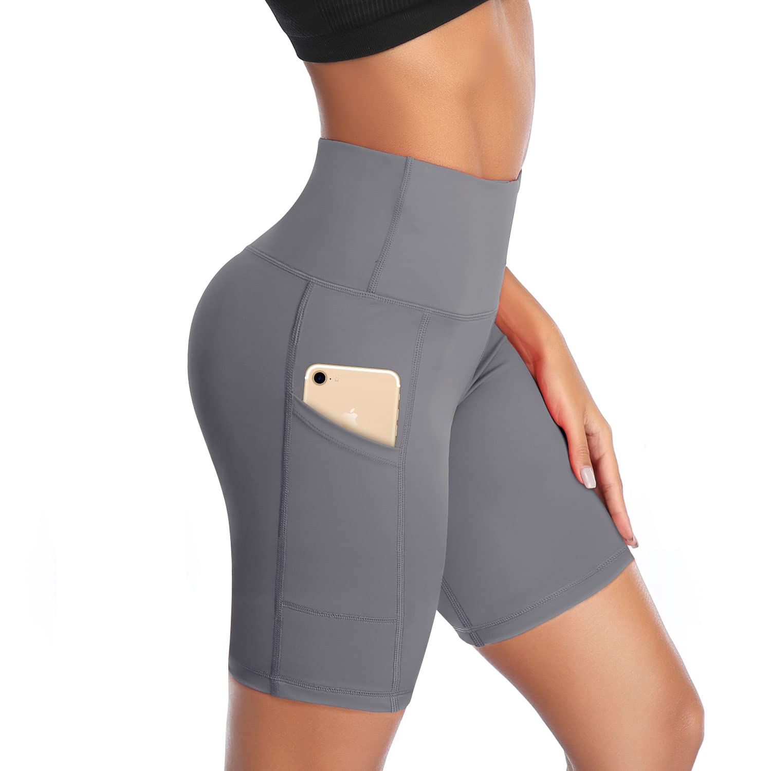**DAYOUNG High Waist Yoga Shorts for Women - Tummy Control Workout Biker Running Athletic Compression Shorts with Pockets - Perfect for Yoga, Gym, Running & Casual Wear**