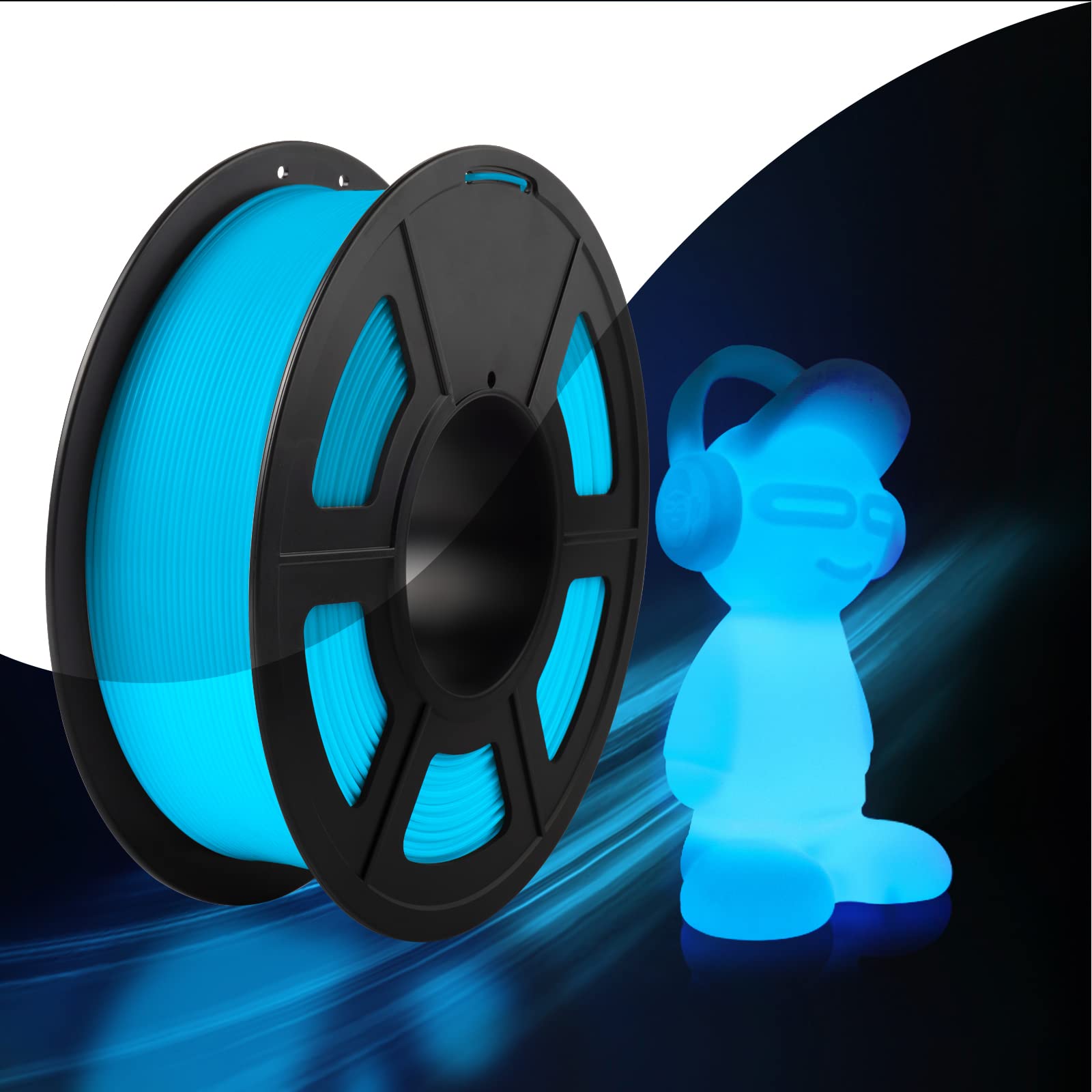 SUNLU Glow in The Dark PLA Filament 1.75mm - High Precision +/- 0.02mm, 1kg Spool (2.2lbs) - Glow Blue Luminous 3D Printer Filament for FDM Printers | Perfect for Nightlight Projects, Halloween Decorations & Creative DIY Models