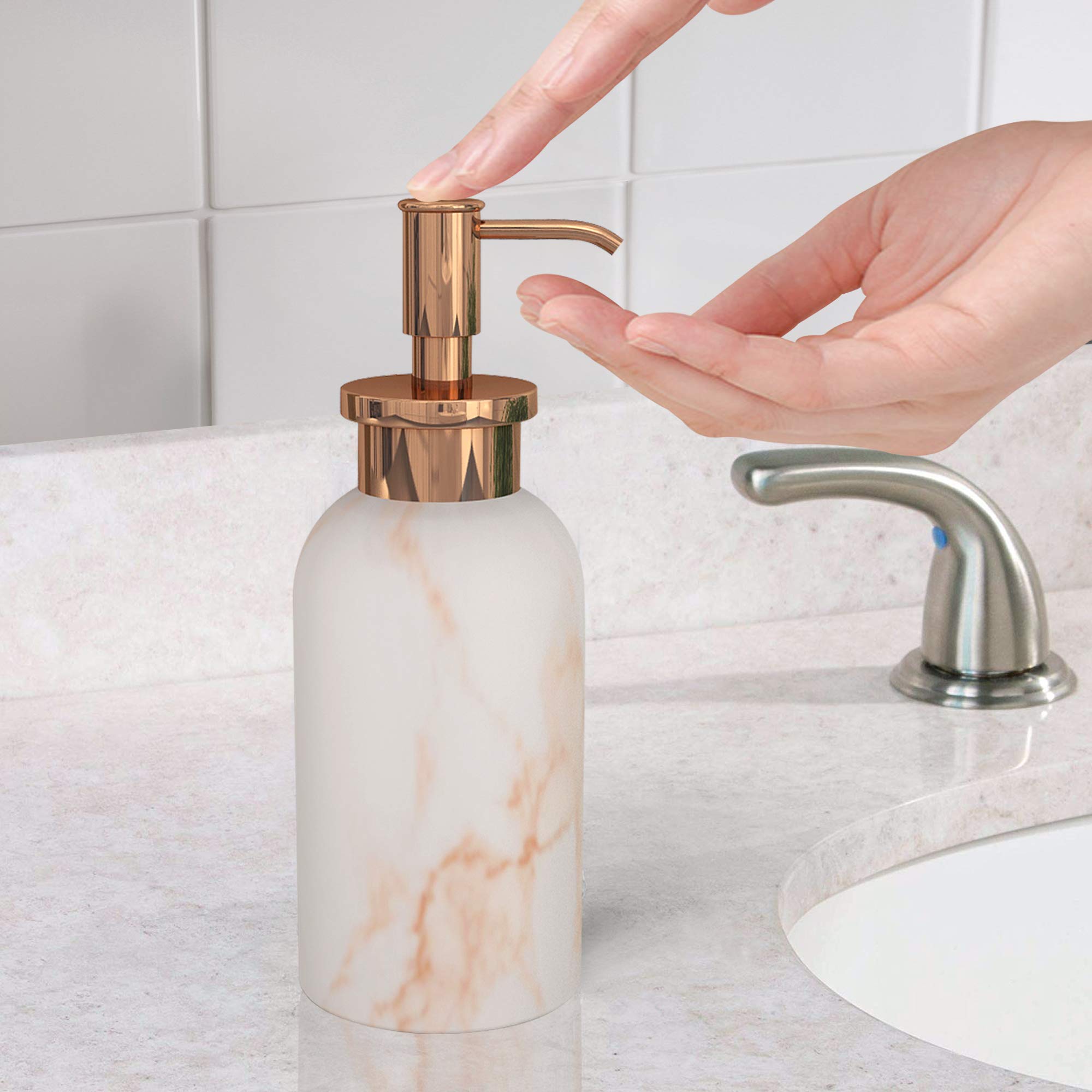 Nu-Steel MST6CH Misty Copper Collection Lotion Dispenser - Elegant Resin & Metal Soap Pump for Bathroom, Kitchen & Vanity - Perfect Home Decor Accessory for Modern Living Spaces