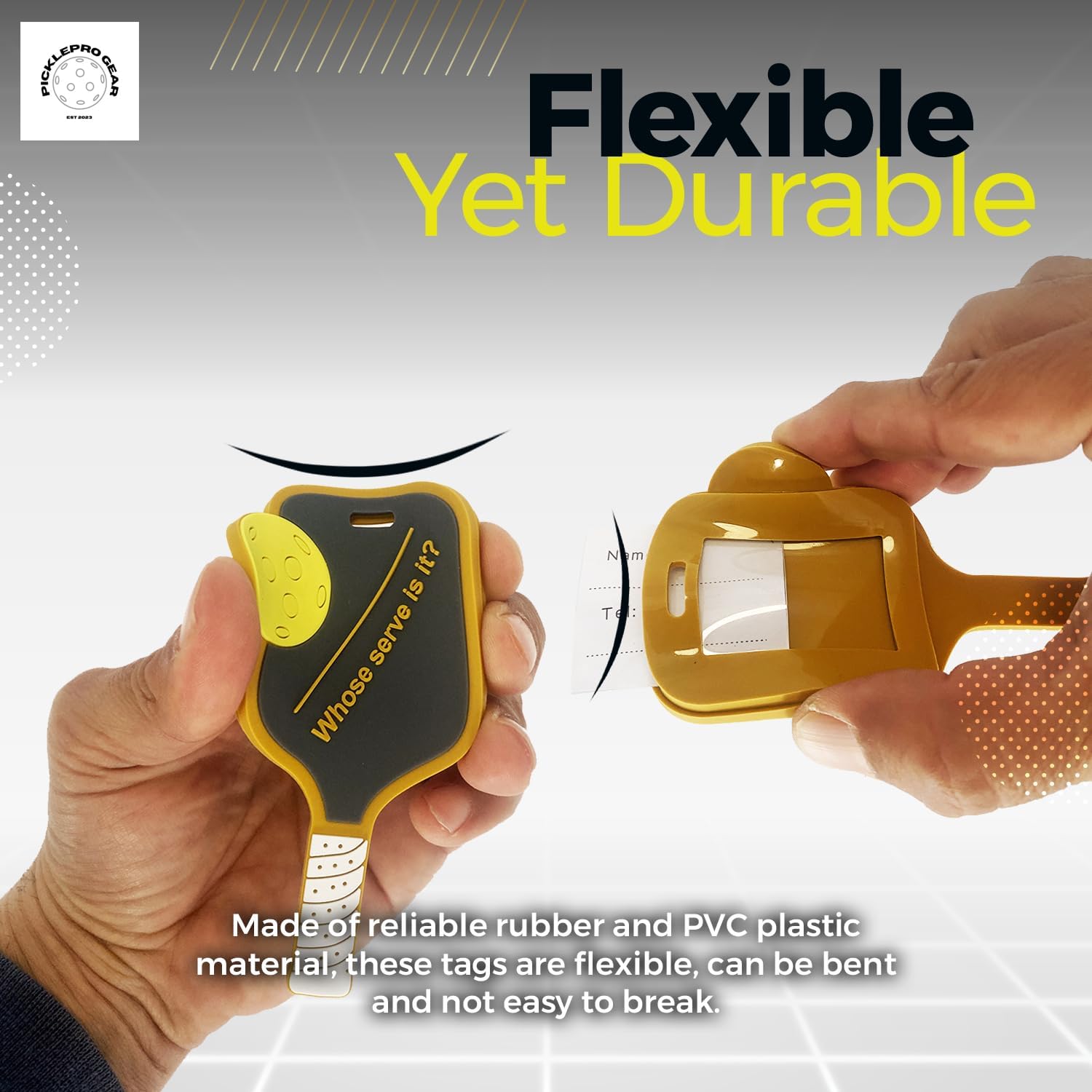 ID Tag Bag Buddy - Who's Serve is It? - Durable PVC Sports Luggage Tag with Funny Pickleball Sayings - Perfect Travel & Sports Accessory for Pickleball Players - Ideal for Gym Bags, Tennis Courts & Airports
