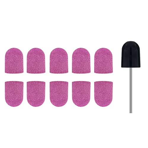 10-Piece 80 Grit Nail Sanding Caps for Pedicure & Manicure | Professional Nail Drill Bits with Rubber Holder | Perfect for Salon & Home Nail Care