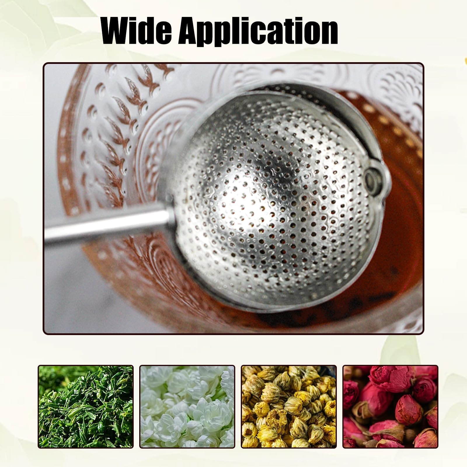 2PCS Stainless Steel Long Handle Mesh Tea Infuser Ball - Reusable Loose Leaf Tea Strainer for Natural Tea & Coffee - Perfect for Home, Office & Travel Use