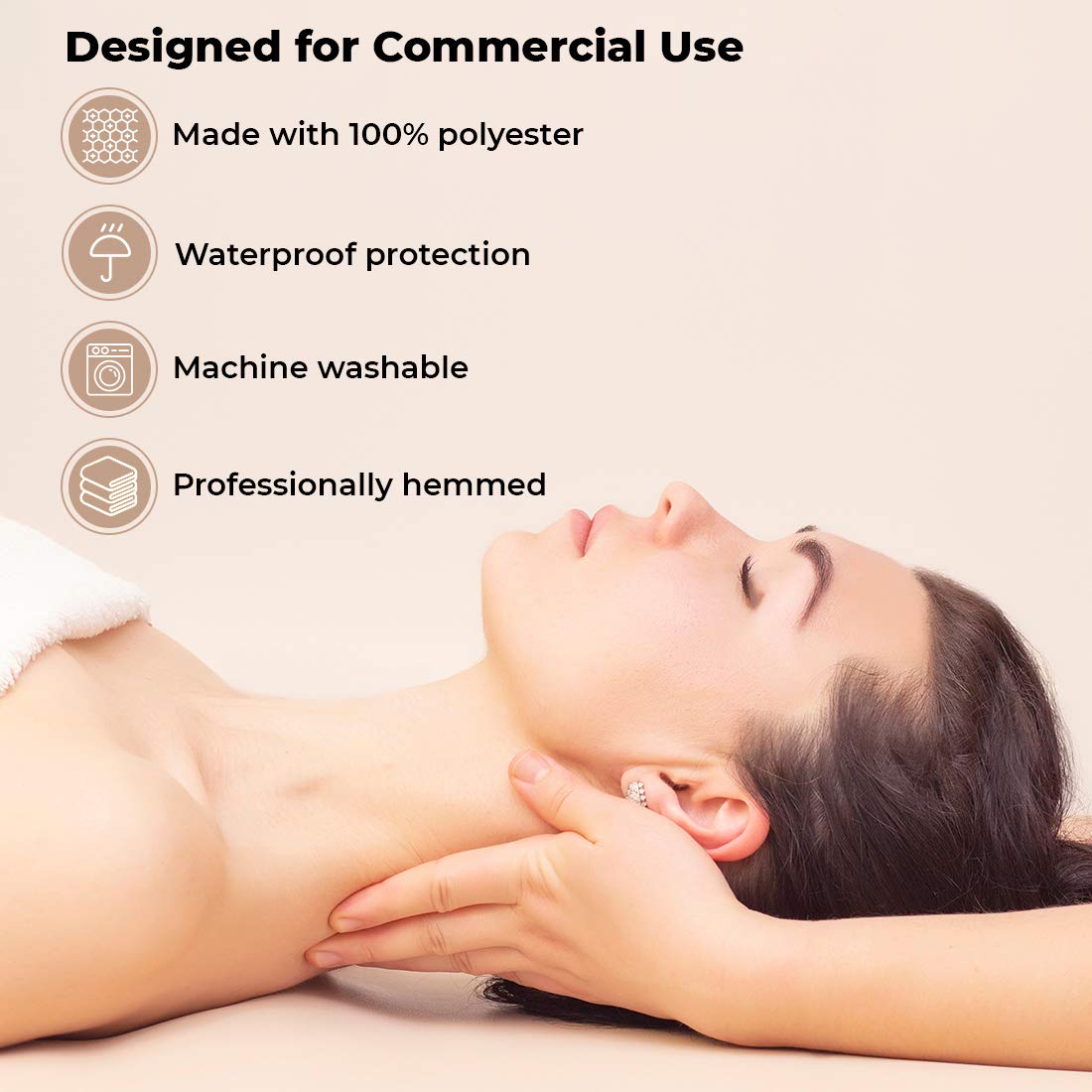 ForPro Professional Waterproof Massage Table Cover Set - Spa Treatment Protective Sheets for Massage Therapists (Includes Fitted Sheet & Face Rest Cover) - Machine Washable, Durable Natural Fabric - Perfect for Massage Clinics, Spas & Home Therapy Sessions