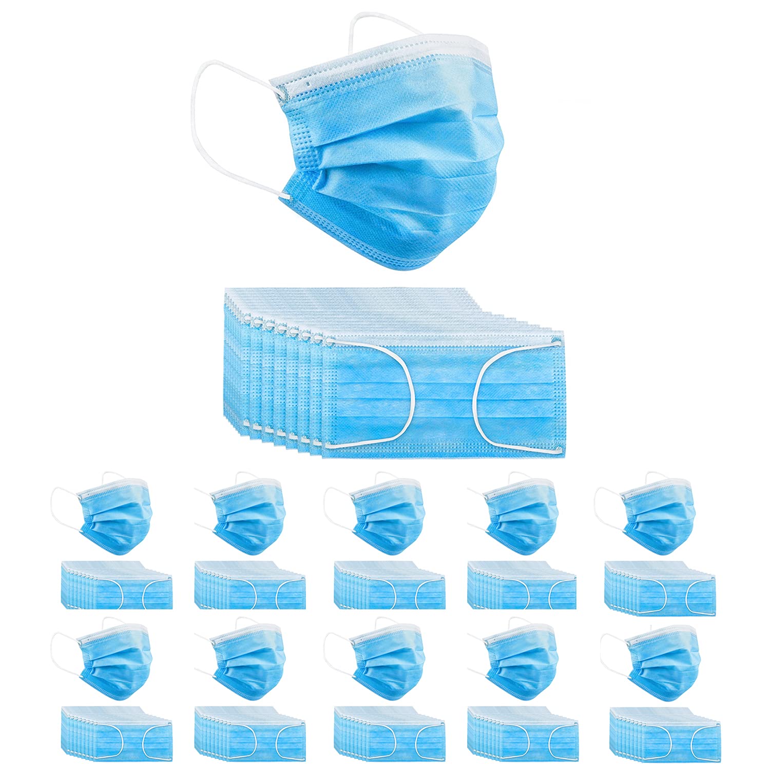1000 Pcs Disposable Face Masks - 3-Layer Thick & Breathable Protection for Daily Use, Travel, and Public Safety | Bulk Pack