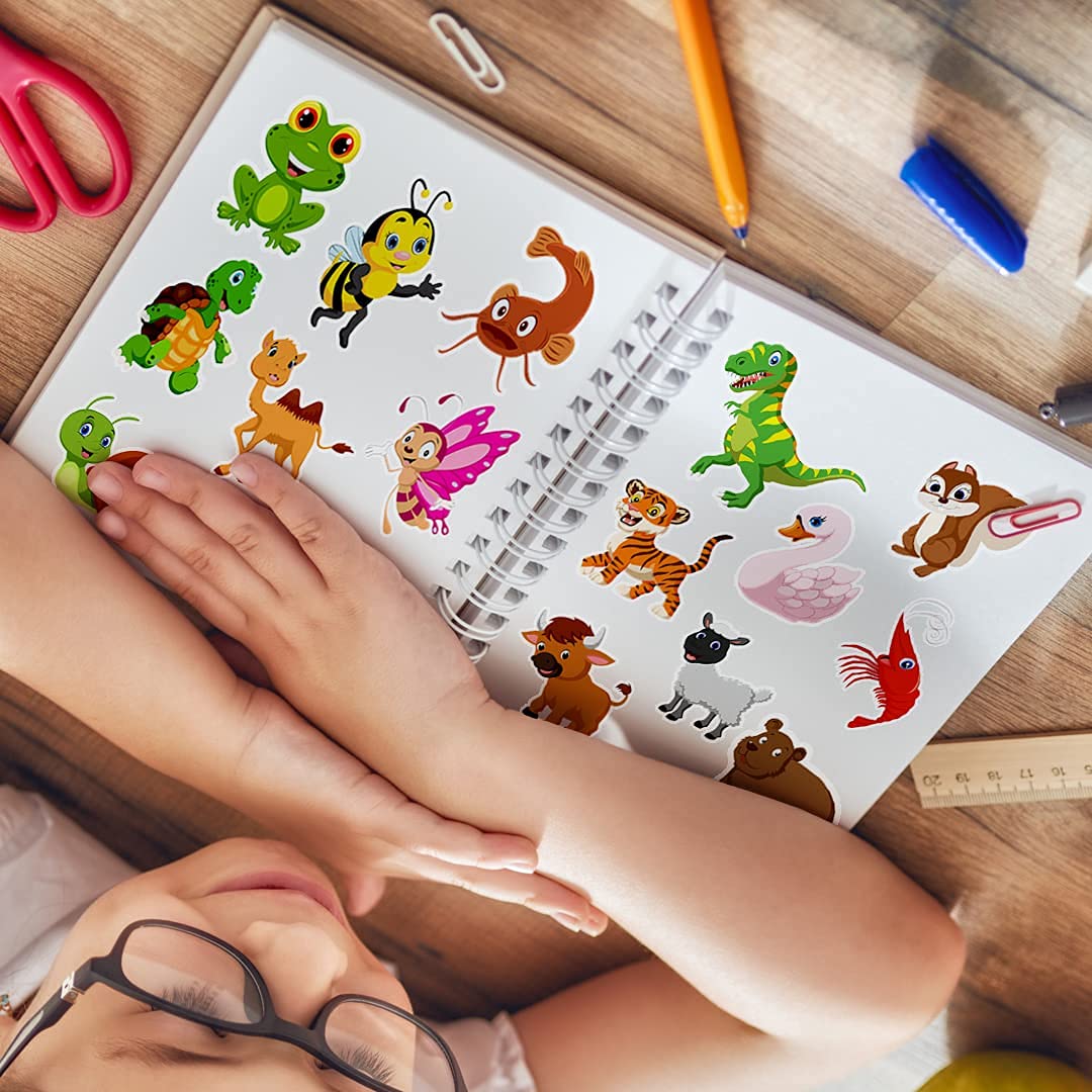 100 Cute Animal Stickers for Laptop & Water Bottles - Waterproof Vinyl Decals for Kids & Teens - Perfect for School Supplies, DIY Crafts, and Room Decor (Animal Theme, 100-Pack)