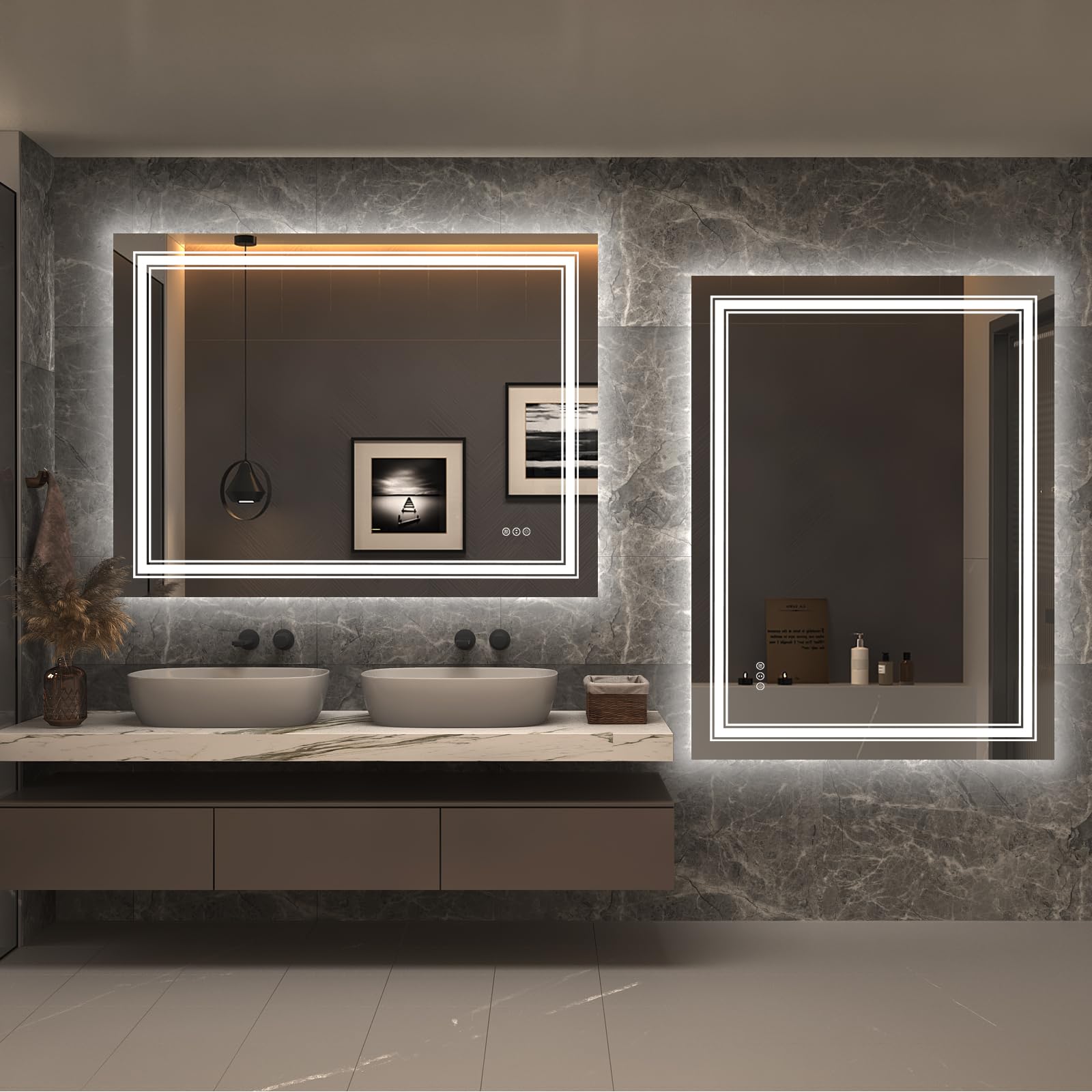 48x36 Inch LED Bathroom Mirror with Dimmable Lights - Anti-Fog, Shatterproof, Memory Function - ETL Certified Backlit & Front Light Vanity Mirror for Modern Home Decor (Perfect for Makeup, Shaving & Bathroom Lighting)