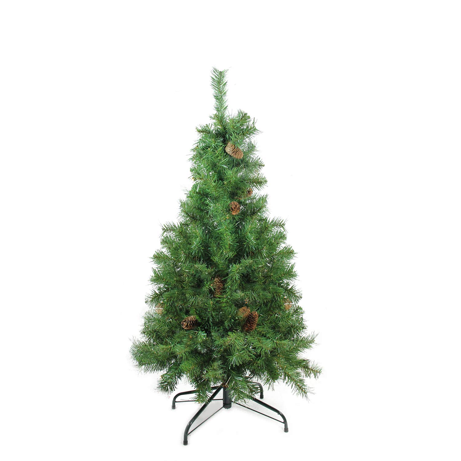Premium 4ft x 30in Dakota Red Pine Artificial Christmas Tree with Pine Cones - Unlit Green Holiday Decor for Home, Office & Festive Parties