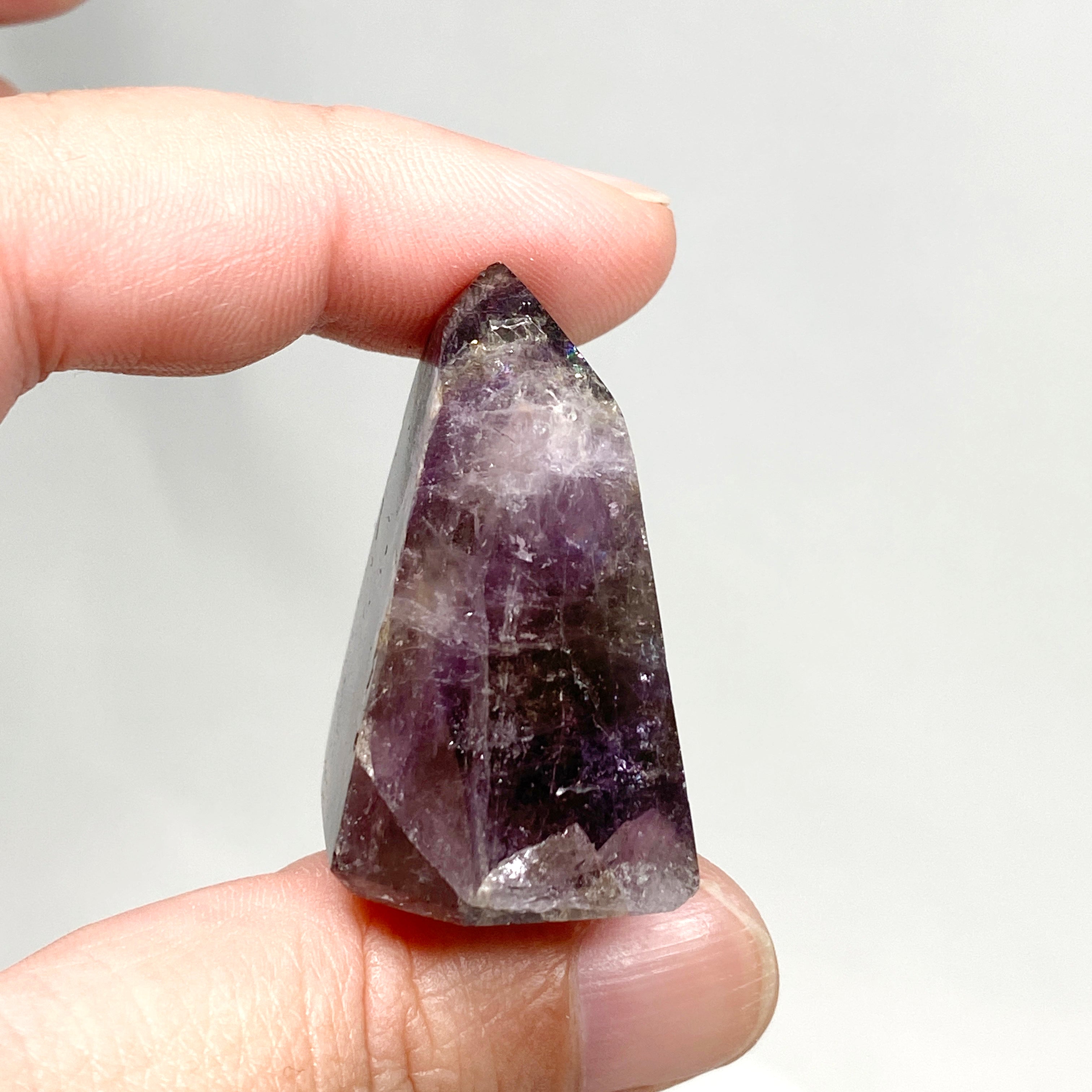 Natural Smokey Amethyst & Clear Quartz Crystal Point - Healing Stone for Meditation, Reiki, Chakra Balancing & Home Decor (CR3457)