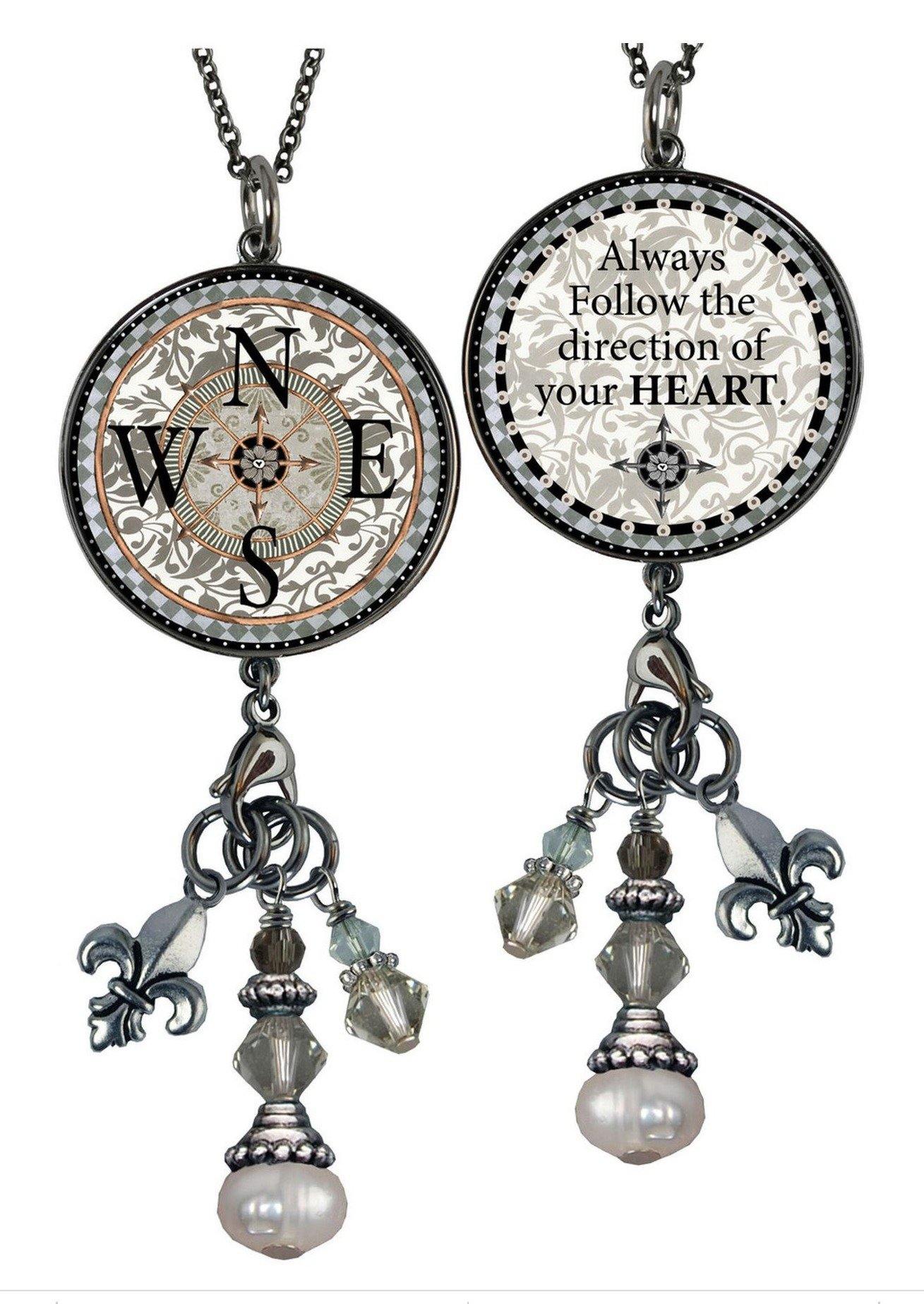 Reversible Dangle Compass Necklace - Inspirational Jewelry for Women - Handmade in USA - Perfect for Travel, Adventure & Everyday Wear