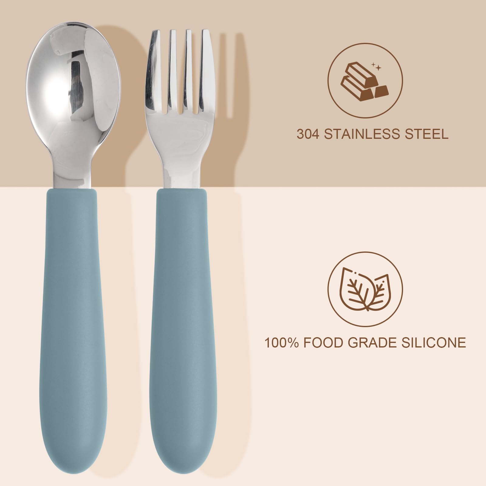 **Toddler Utensil Set - 6 Pack Kids Silverware with Soft Silicone Handle, 18/8 Stainless Steel Spoons & Forks for Safe Feeding - Dishwasher Safe - Perfect for Babies, Toddlers & Preschoolers at Home, Daycare or Travel**