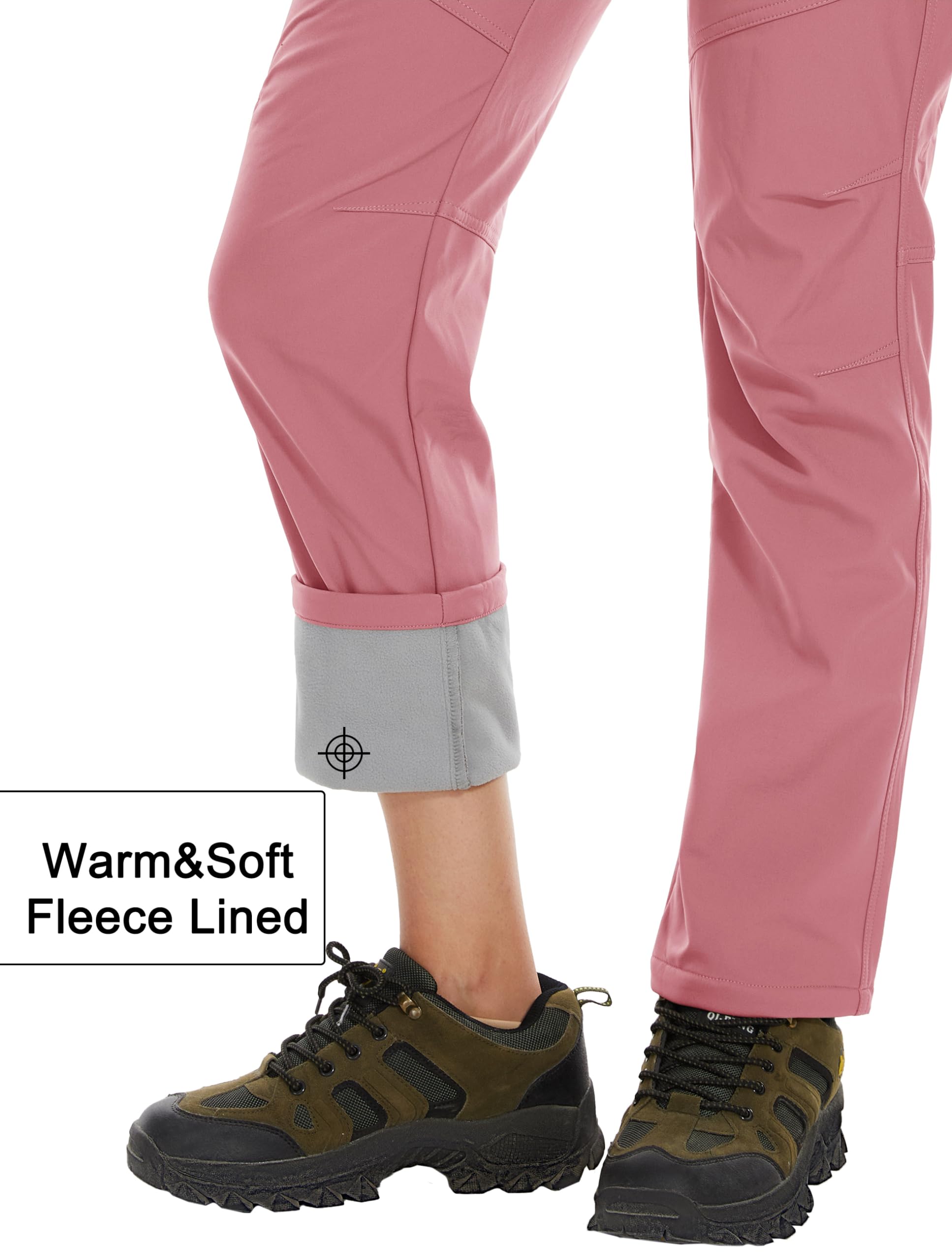 MAGCOMSEN Women's Fleece Lined Waterproof Insulated Softshell Snow Ski Pants - Winter Warm Thermal Hiking Pants for Outdoor Activities, Snowboarding & Cold Weather Adventures