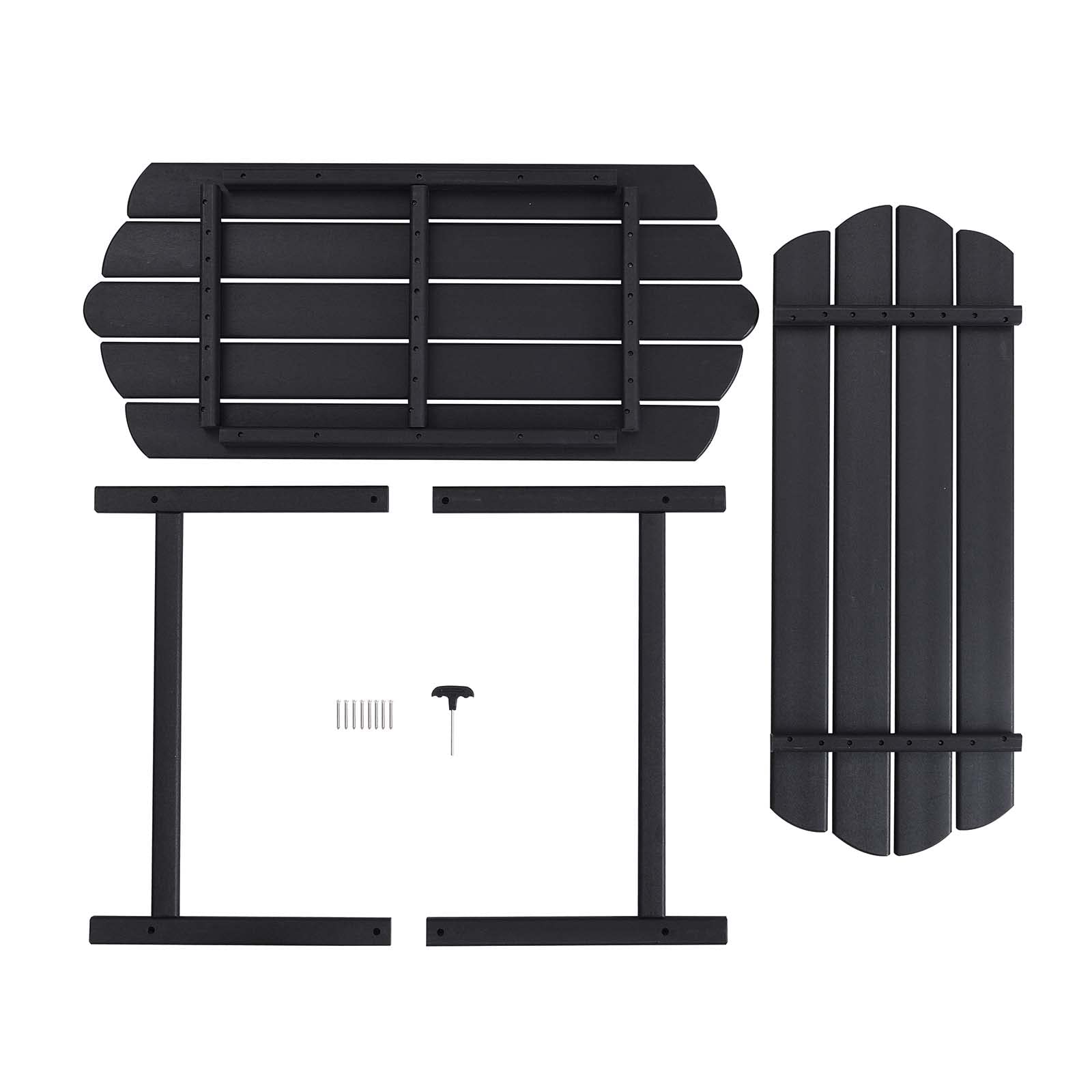 Adirondack Outdoor Patio Table - 2 Tier Black Coffee Table for Backyard, Poolside, Garden & Deck | Durable Weather-Resistant Irregular Design for Outdoor Relaxation & Entertaining