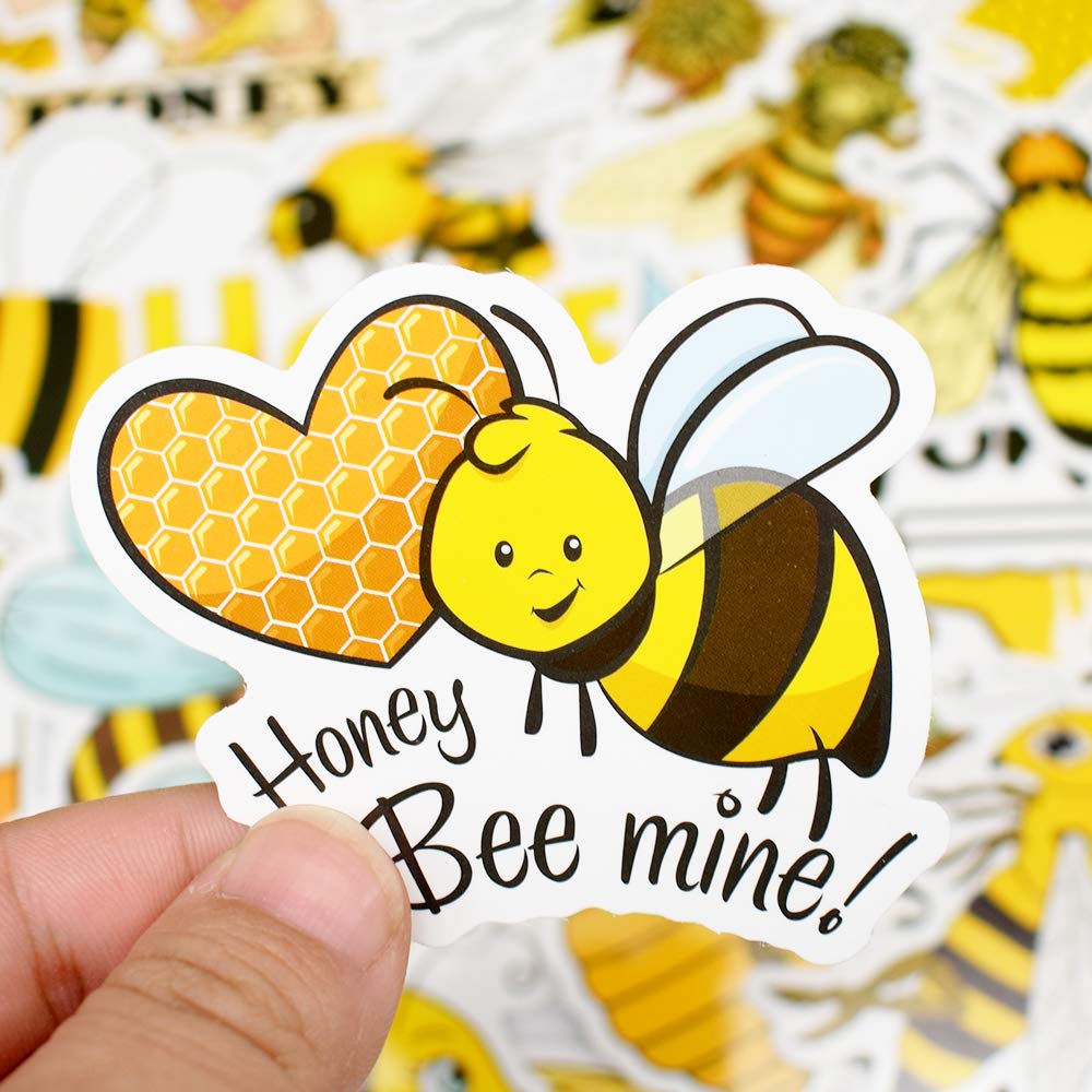 QTL 50Pcs Cute Honey Bee Stickers for Kids - Waterproof Vinyl Decals for Laptop, Water Bottle, Notebook | Fun School Supplies & DIY Crafts for Teens, Girls & Boys