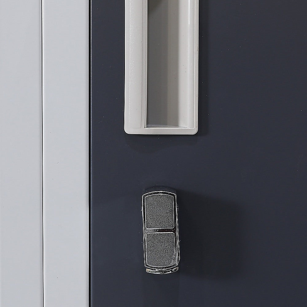 12-Door Locker with Padlock - Heavy Duty Steel Storage Cabinet for Office, Gym, School, Home & Shed - Secure Equipment & Personal Belongings Storage Solution