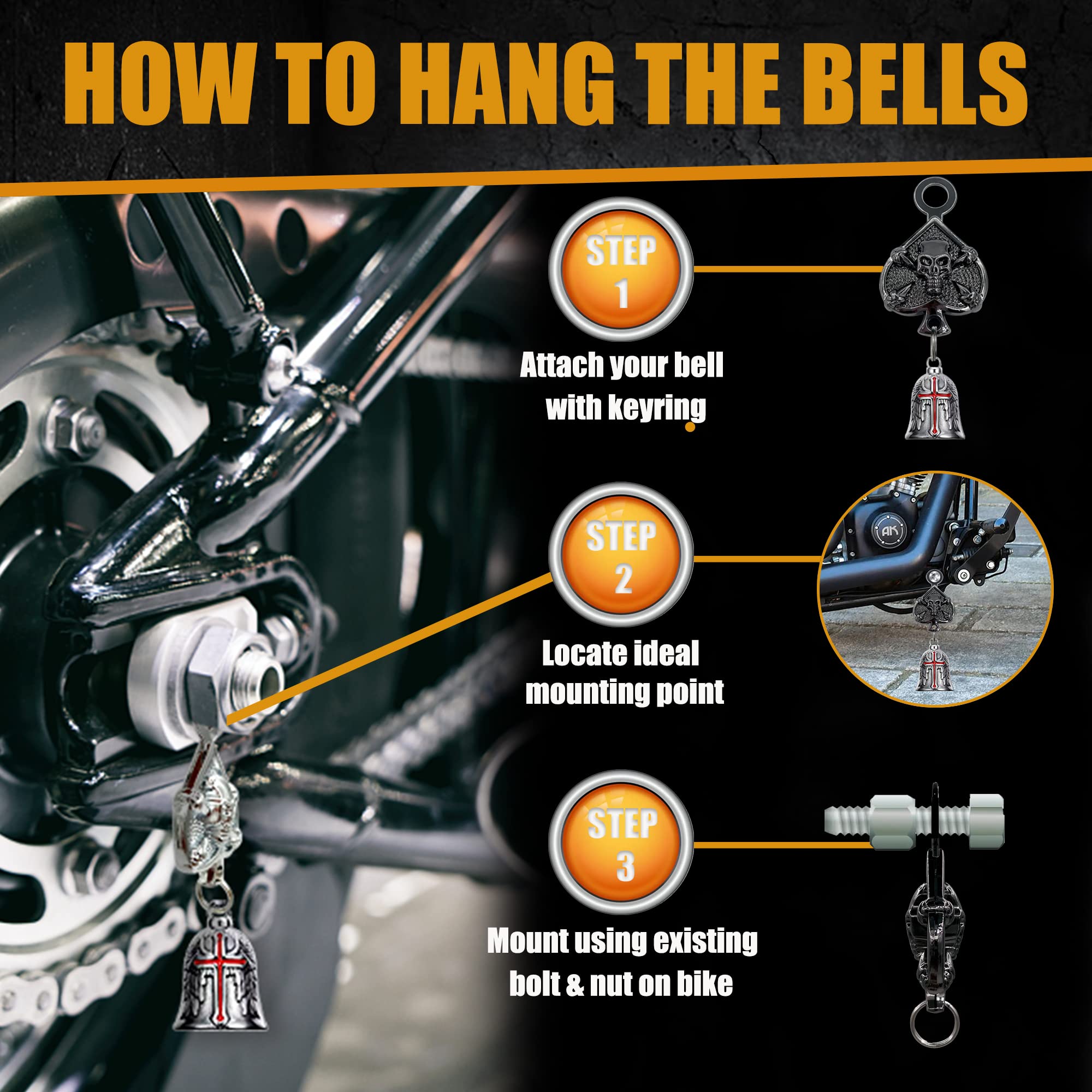 Motorcycle Riding Bell Hanger - Universal Bike Bell & Keychain Holder for Safe Rides
