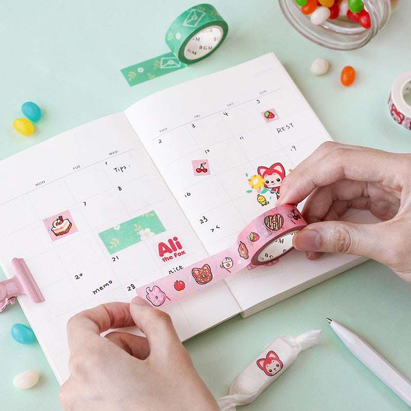 Ali The Fox iFace Washi Tape - Decorative Japanese Paper Tape for Scrapbooking, Journaling, DIY Crafts, and Home Decor - Perfect for Bullet Journals, Gift Wrapping, and Planner Stickers