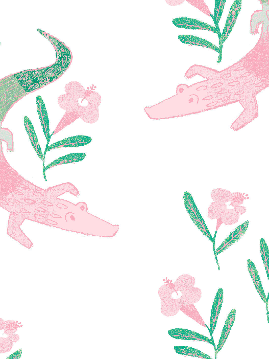 Gator Garden Wallpaper by Tea Collection - Pink Floral Peel & Stick Wallpaper for Nursery, Kids Room, Bathroom Decor
