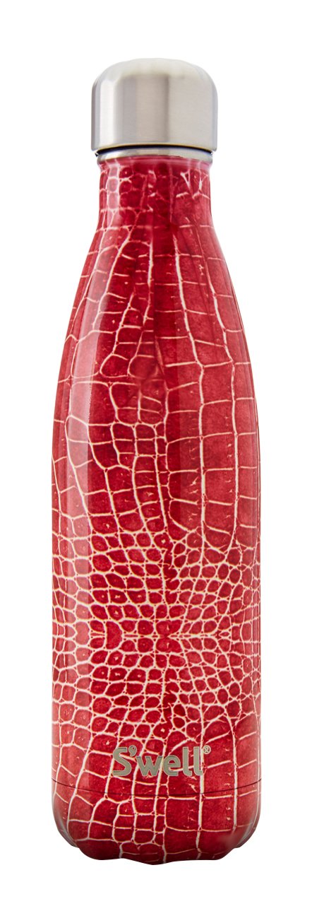 S'well 17 oz Vacuum Insulated Stainless Steel Water Bottle - Rouge Crocodile Pattern | Leakproof & Sweatproof | Perfect for Gym, Hiking, Travel & Office Use