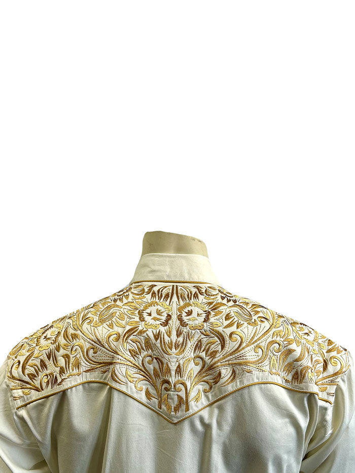 Rockmount 6859 IG Men's Vintage Tooling Embroidered Western Shirt Ivory Gold - Classic Cowboy Style for Rodeo, Country Music & Western Fashion