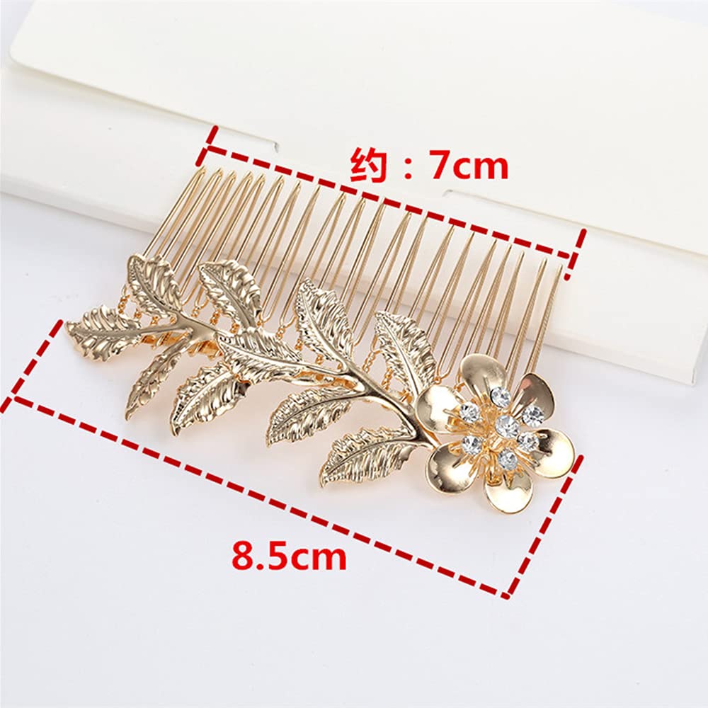 4-Piece Gold Leaf Hair Combs for Women - Elegant Bridesmaid & Wedding Hair Accessories - Perfect for Updos, Braids & Special Occasions