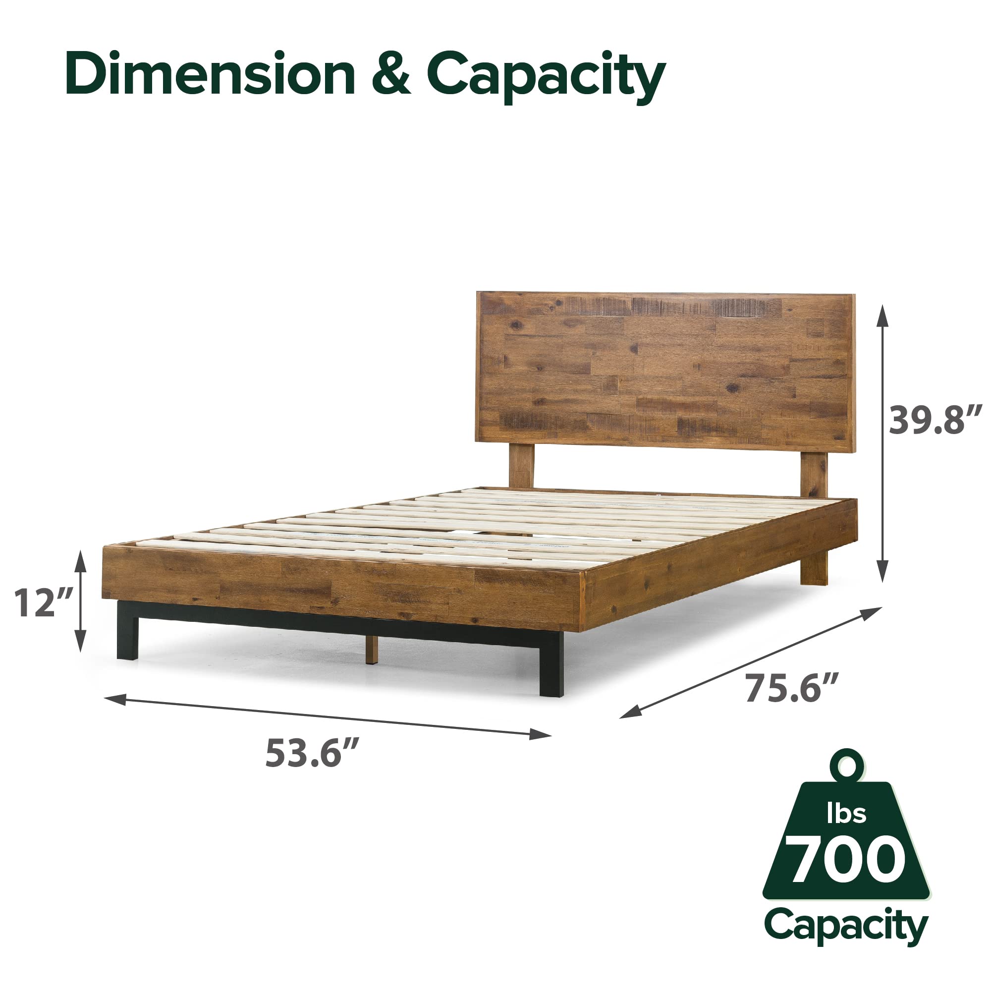 ZINUS Tricia Full Size Wood Platform Bed Frame with Adjustable Headboard - No Box Spring Needed, Sturdy Wood Slat Support & Easy Assembly - Perfect for Modern Bedrooms, Guest Rooms & Small Spaces