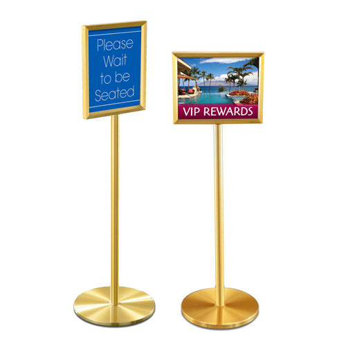 14x22 Deluxe Hospitality Sign Holder Floor Stand with Brass Finishes - 3 Elegant Options for Restaurant, Hotel & Event Displays