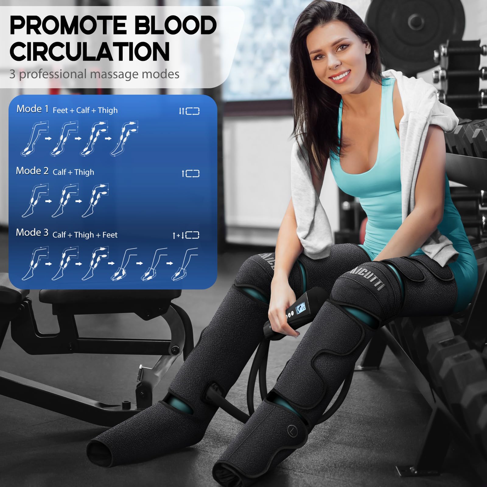Air Compression Leg Massager with Heat Therapy - Foot, Calf, Knee & Thigh Pain Relief - Improves Blood Circulation - Perfect Gift for Women, Men, Parents (Mother's Day, Father's Day, Birthdays, Christmas) - Ideal for Home Use, Office Relaxation & Post-Workout Recovery