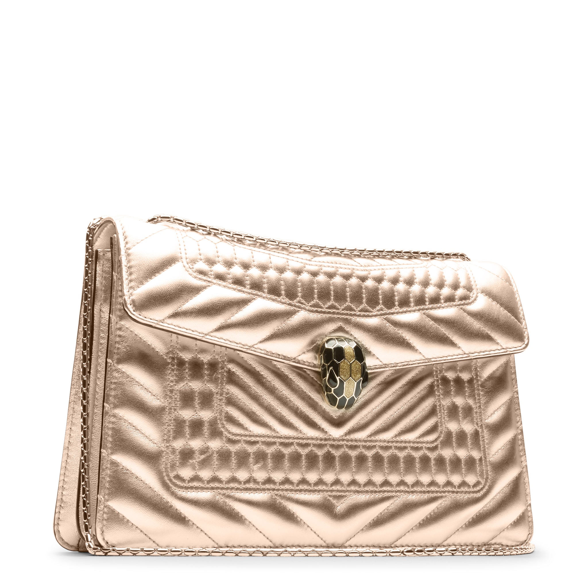 Bvlgari Serpenti Nappa Leather Shoulder Bag in Gold | Luxury Designer Handbag for Women | Perfect for Evening Parties & Special Occasions