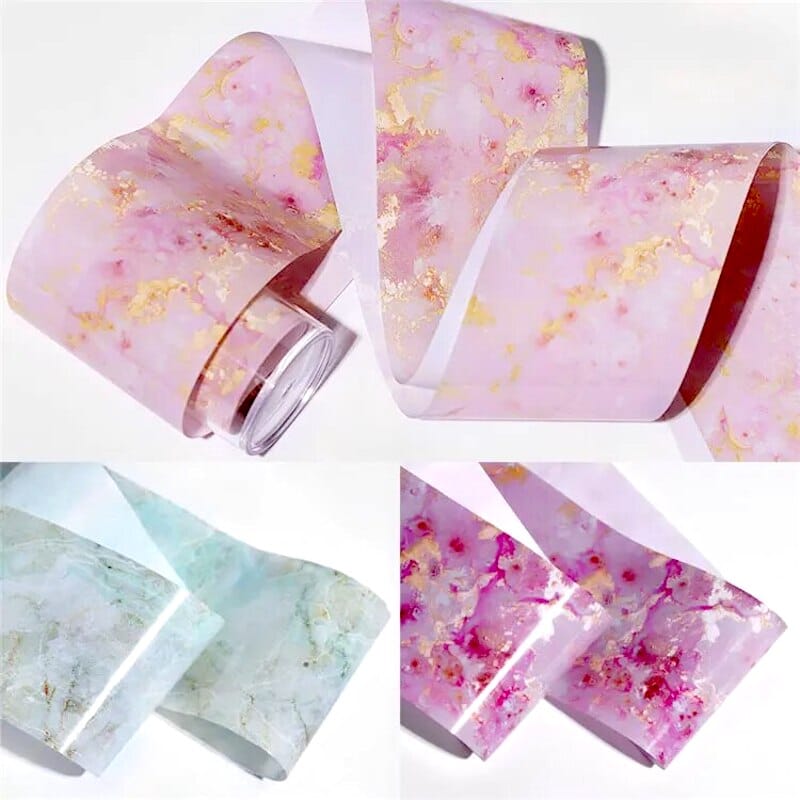 Marble Pattern Heat Transfer Foil Roll for DIY Crafts, T-Shirts, and Fabric Projects - Premium Metallic Vinyl for Custom Apparel and Home Decor