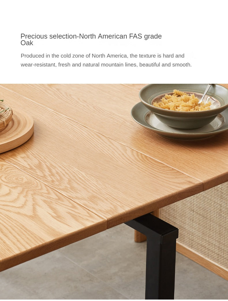 Solid Oak Wood Extendable Dining Table & Buffet Sideboard - Perfect for Small Spaces, Entertaining, and Modern Farmhouse Decor