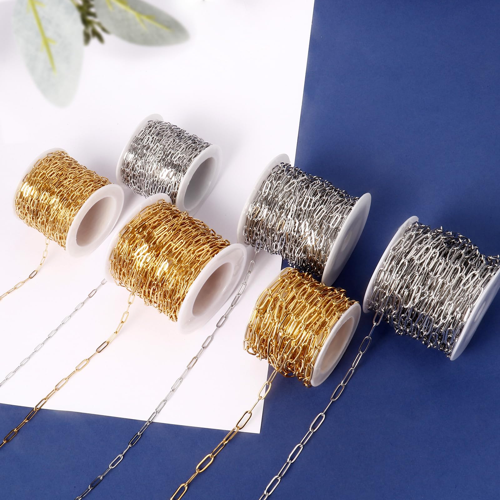 33FT 2.5mm Wide 304 Stainless Steel Paperclip Chains for Jewelry Making - Bulk DIY Craft Supplies for Necklaces, Bracelets & Earrings - Perfect for Handmade Jewelry, Gifts & Fashion Accessories