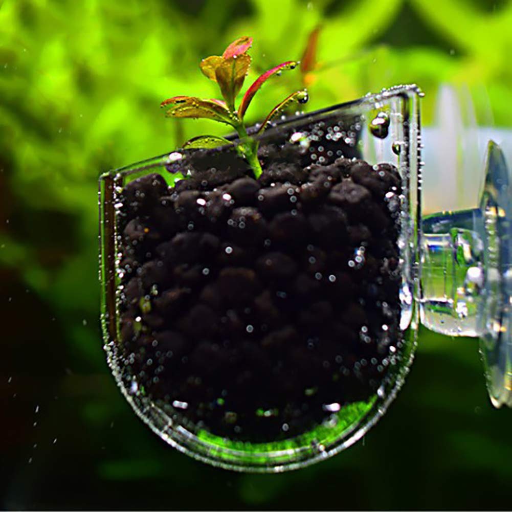 hionre Aquarium Plant Holder - Transparent Acrylic Aquatic Plant Cup with Suction Cups for Fish Tank Decor (2Pcs) | Perfect for Aquascaping, Betta Fish Tanks & Underwater Plant Growth