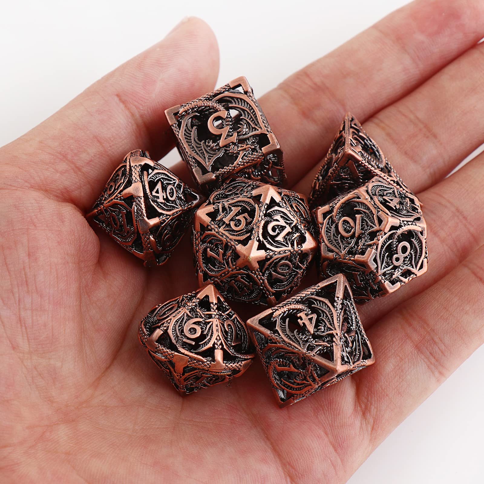 Premium Hollow Metal DND Dice Set - 7-Piece RPG Dice for Dungeons & Dragons, MTG, Pathfinder, Shadowrun & Math Teaching (Includes D4, D6, D8, D10, D12, D20) - Luxury Multi-Sided Tabletop Gaming Dice with Gift Box - Perfect for D&D Campaigns, Collectors & Gift Giving