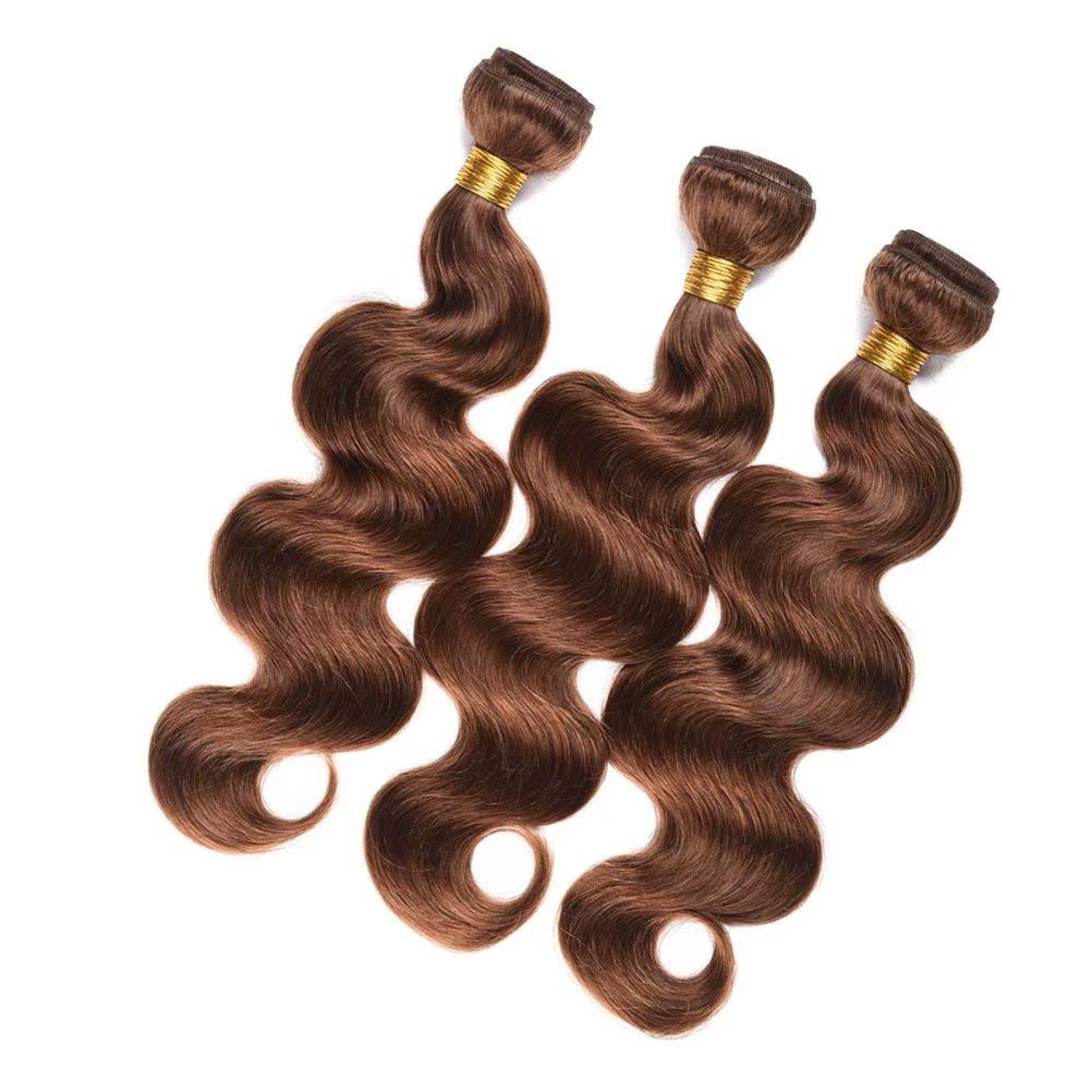 FEEL ME Brazilian Virgin Hair Body Wave 3 Bundles (20 20 20) - Unprocessed 8A Mink Human Hair Weave Extensions in Light Brown Color 4 | Perfect for Natural-Looking Hairstyles, Weaves, and Hair Extensions for Daily Wear or Special Occasions