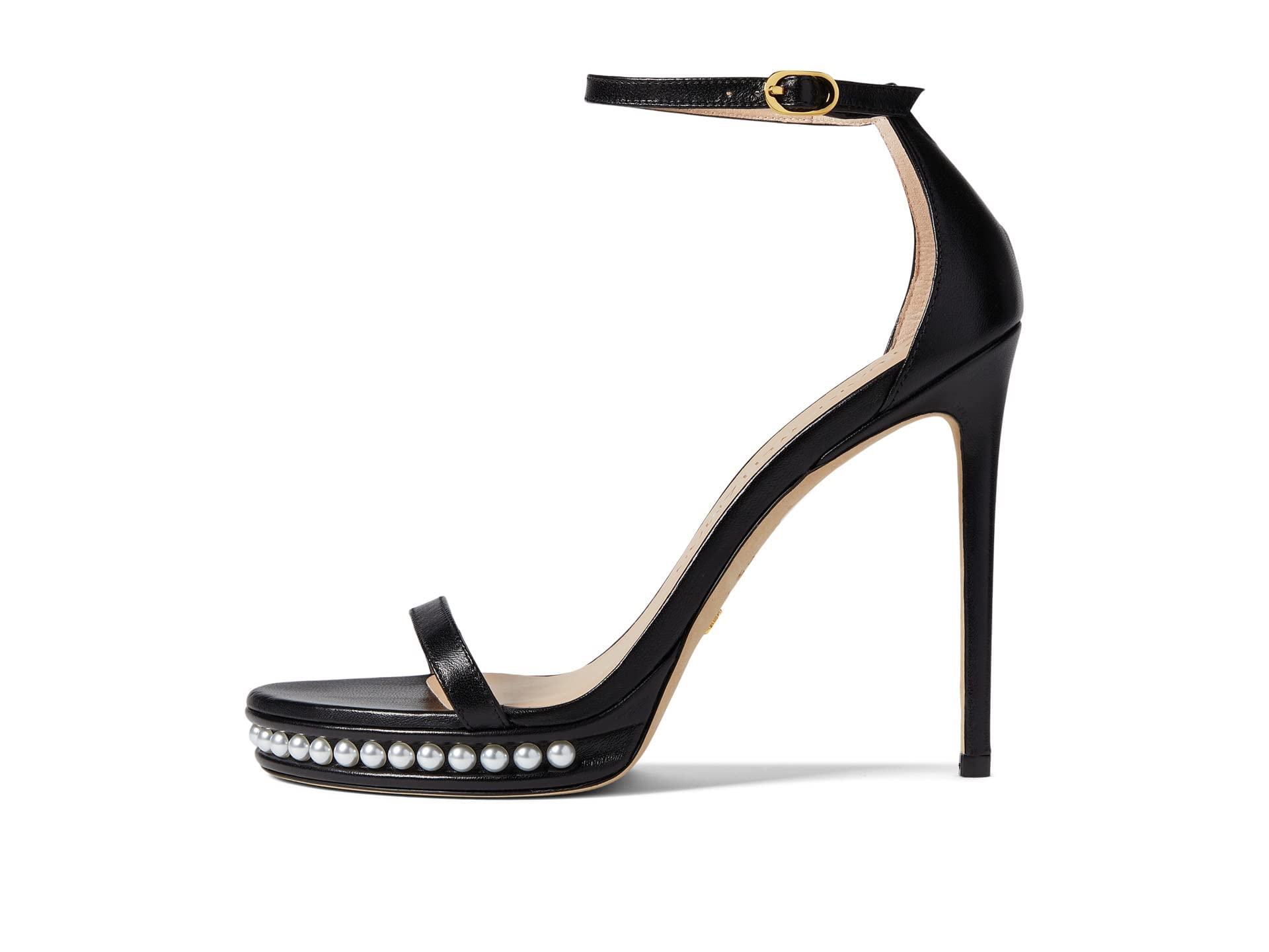 Stuart Weitzman Women's Nudistdisco Pearl Sandals - Elegant Pearl-Embellished Heels for Parties, Weddings & Special Occasions