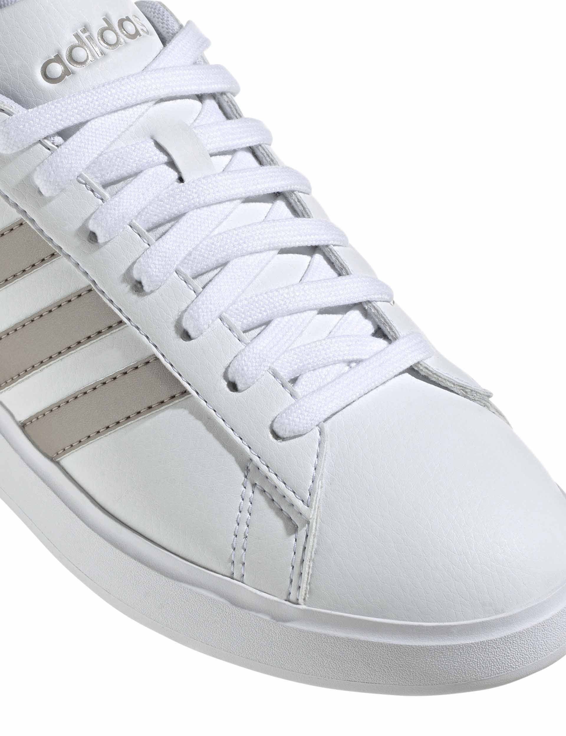 Adidas Grand Court 2.0 Sneakers - Cloud White/Platinum Metallic - Comfortable Tennis Shoes for Men & Women | Perfect for Casual Wear, Gym Workouts & Everyday Fashion