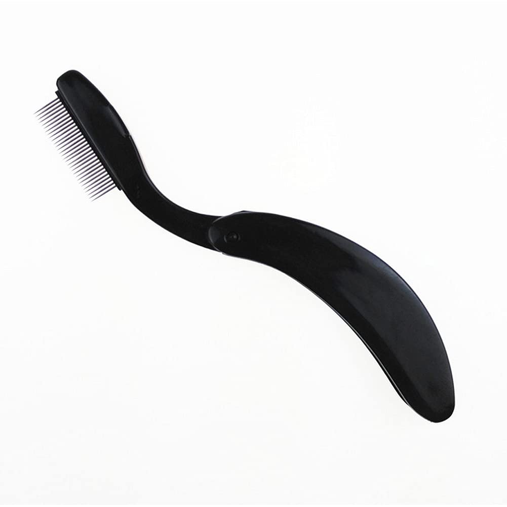 1 Pcs Foldable Stainless Steel Teeth Lash Comb & Eyebrow Shaper - Professional Mascara Comb & Eyebrow Brush for Perfect Makeup Application (Black) - Ideal for Eyelash Extension, Eyebrow Grooming & Makeup Kit Organization